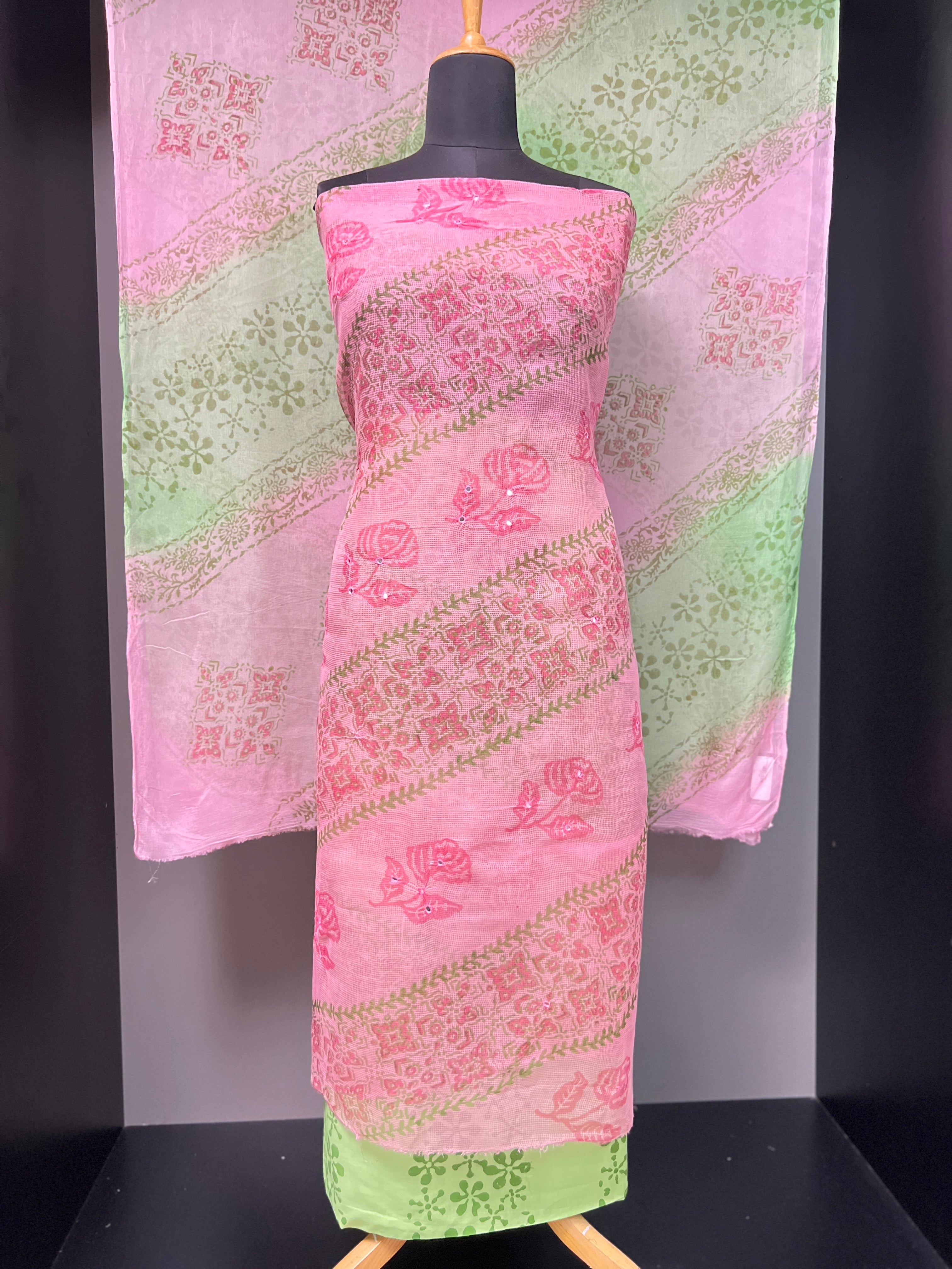 Block Printed With Mirror Detailed Kota Salwar Set | SF1087