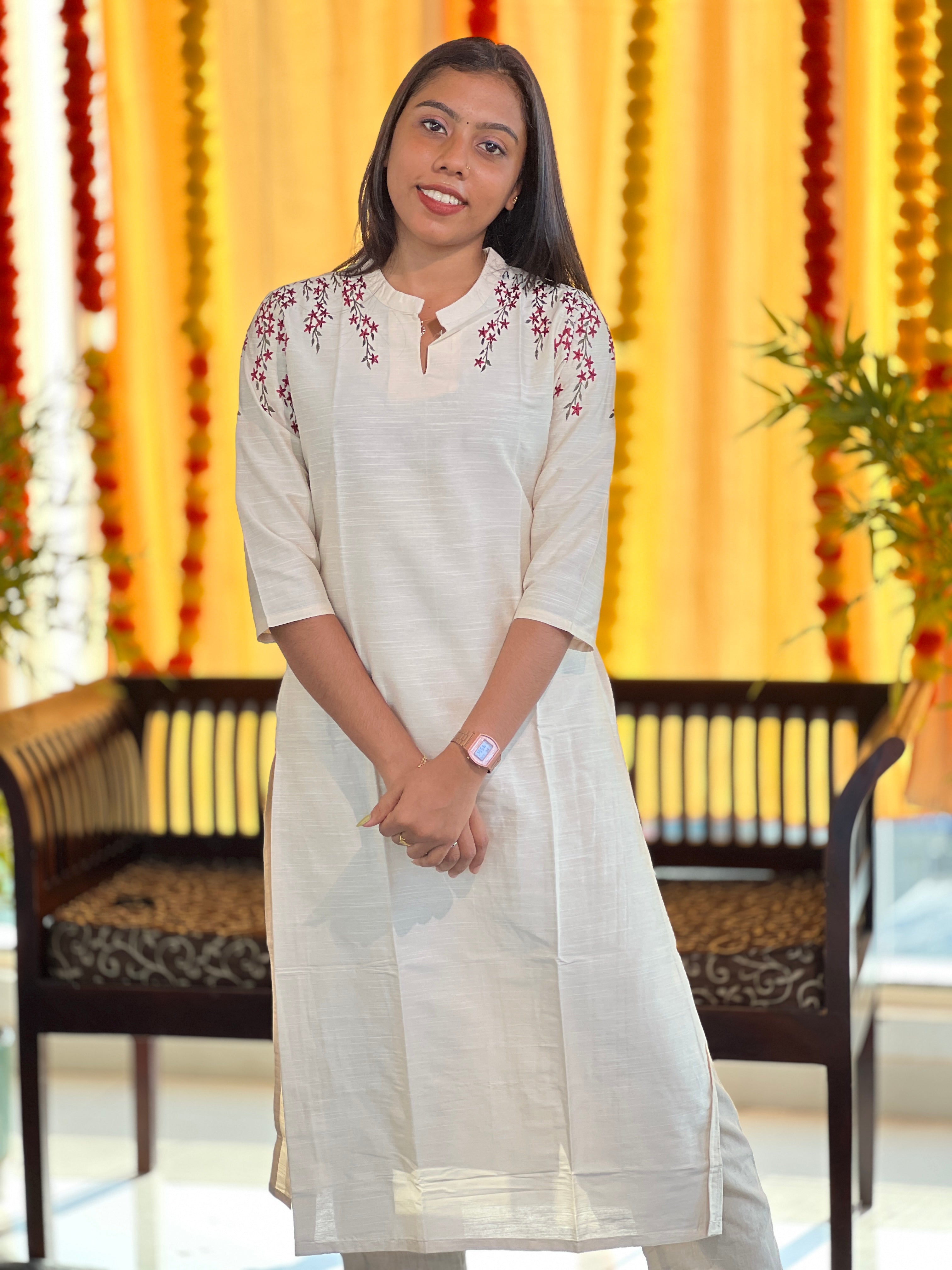 Machine Embroidery Semi Silk Kurta | TAL109