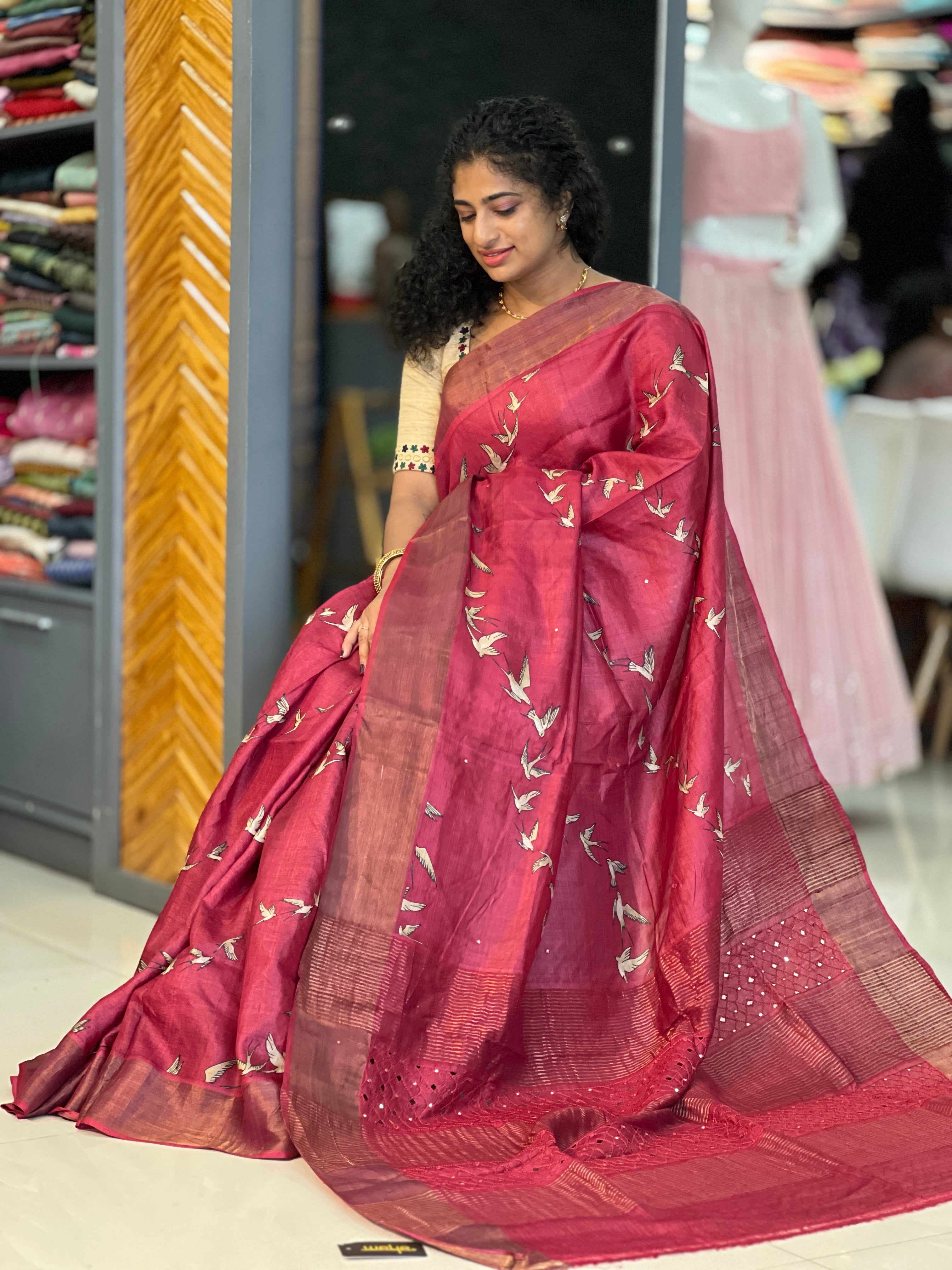Printed Soft Tussar Saree | RGD211