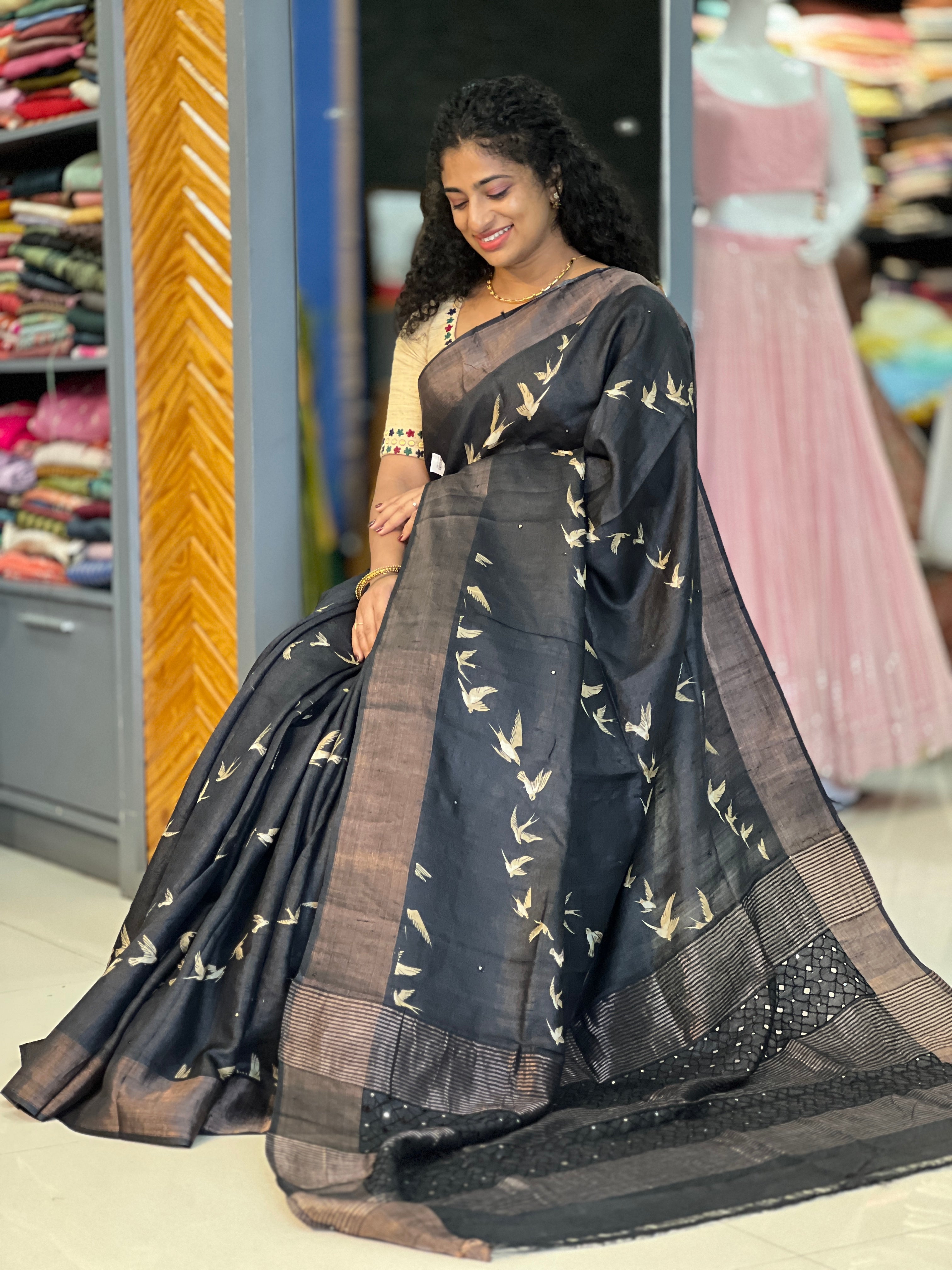 Printed Soft Tussar Saree | RGD211