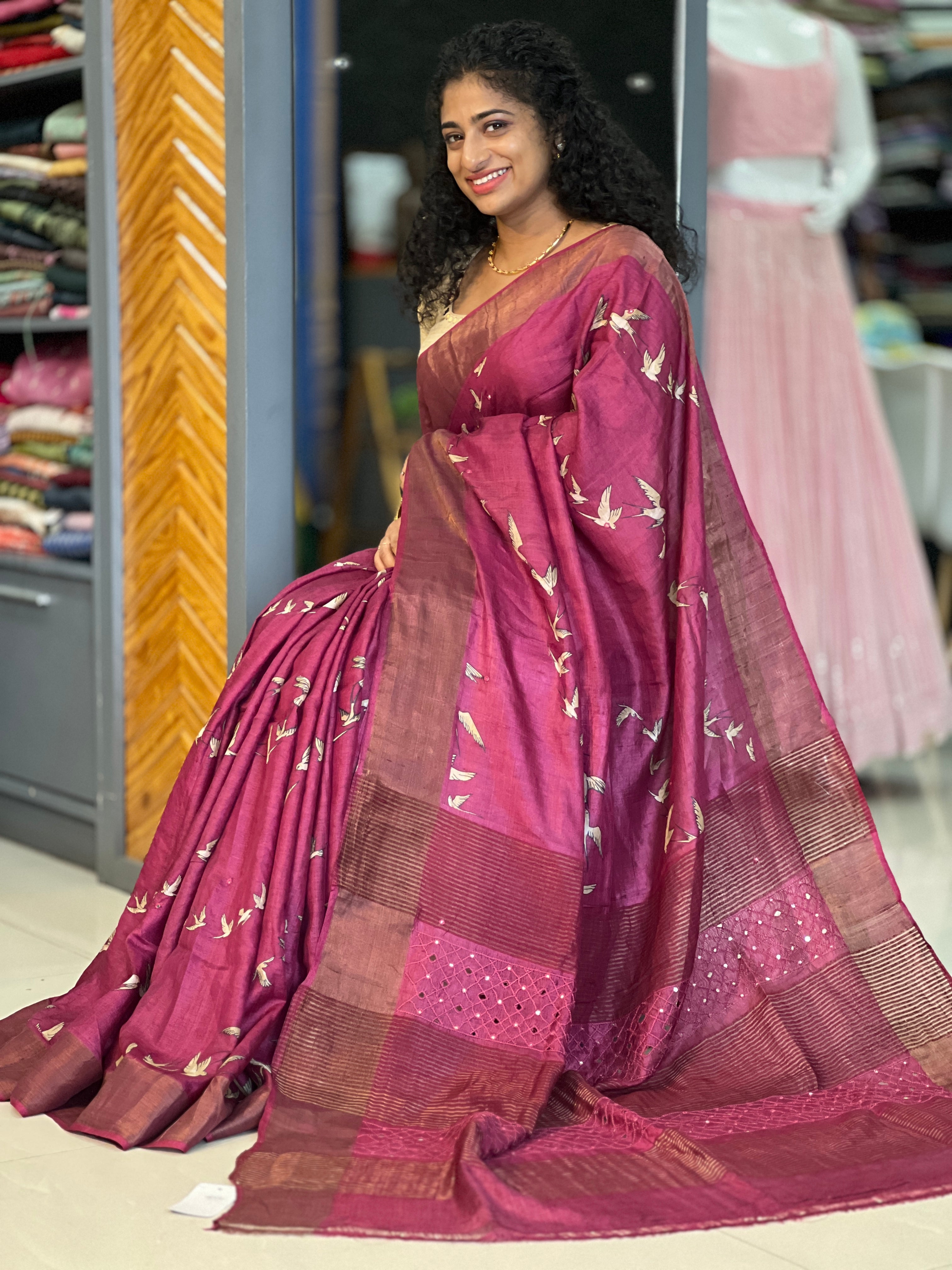 Printed Soft Tussar Saree | RGD211