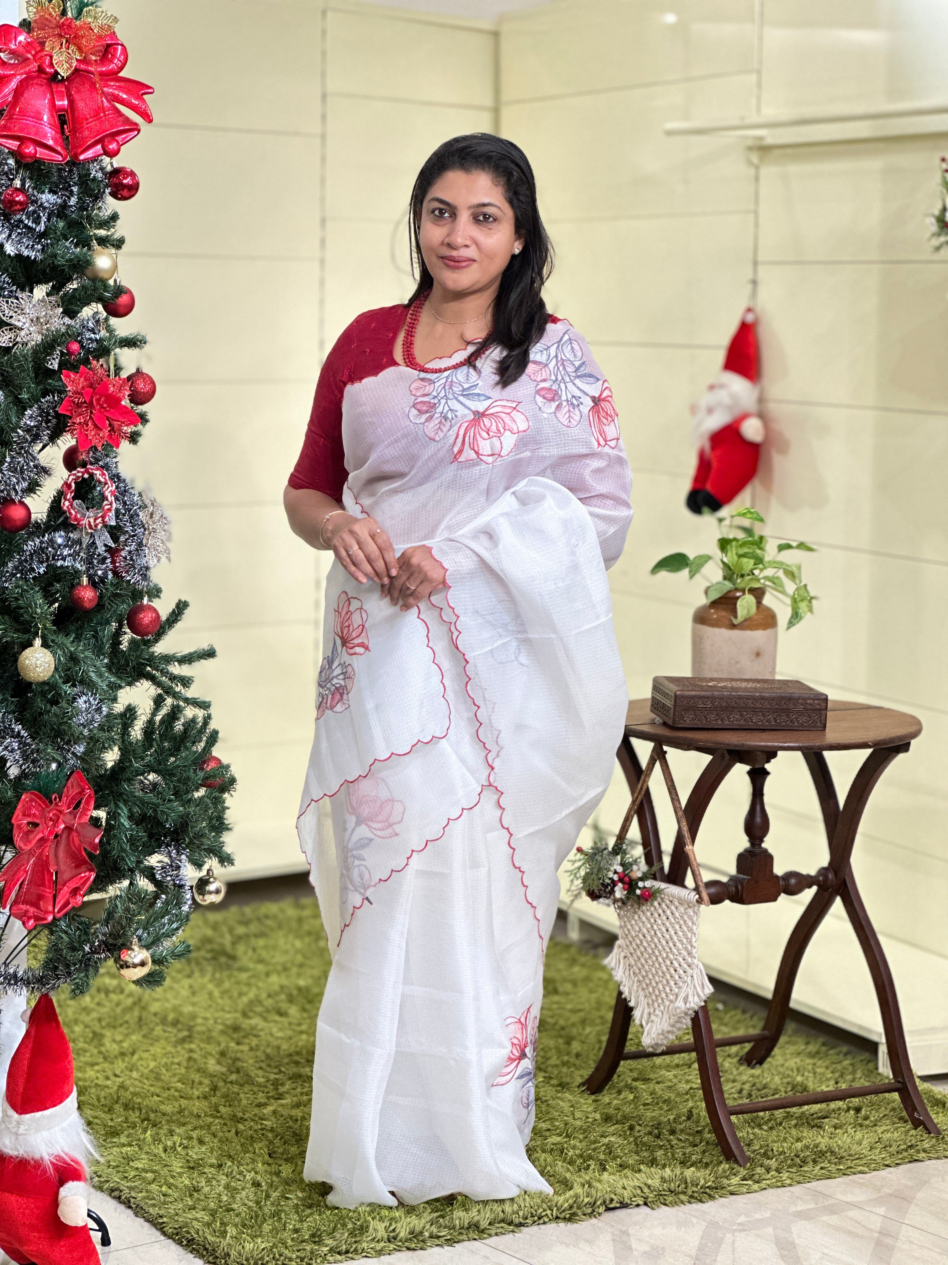 Floral Digital Printed Silky Kota Saree | HT304