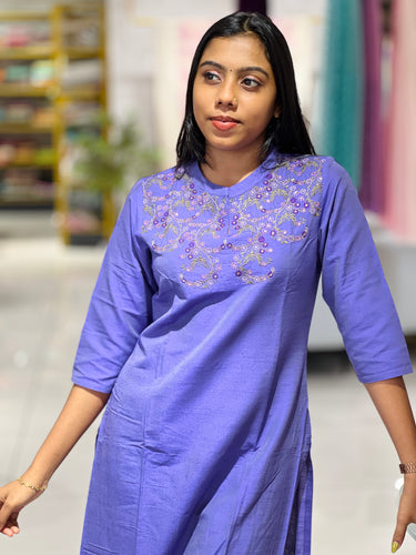 Machine Embroidery Cotton Blended Kurta | TAL115