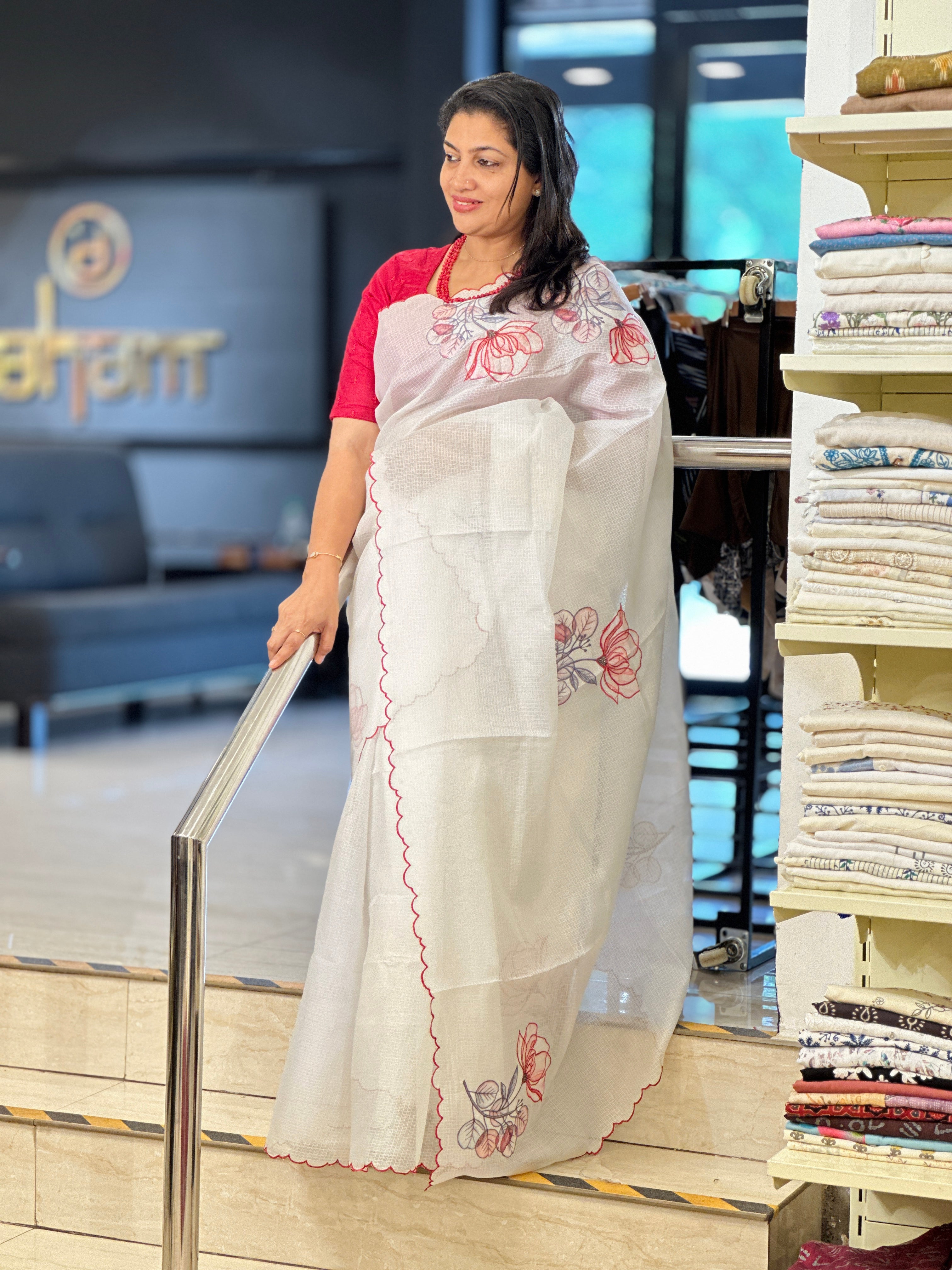 Floral Digital Printed Silky Kota Saree | HT304