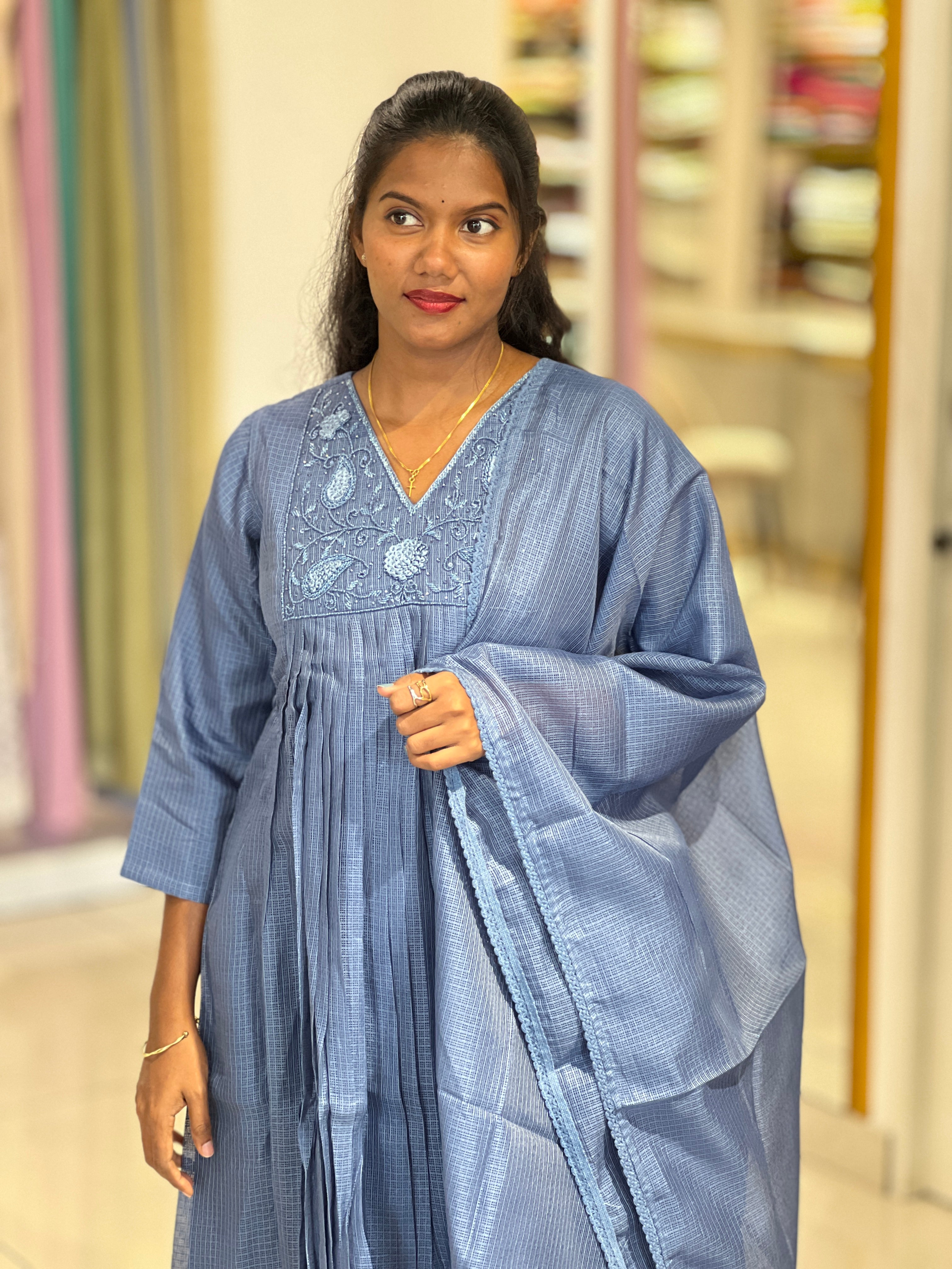 Handwork Detailed Silky Kota Kurta Set | SLM180