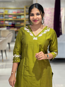Machine Embroidery Semi Silk Kurta | TAL113