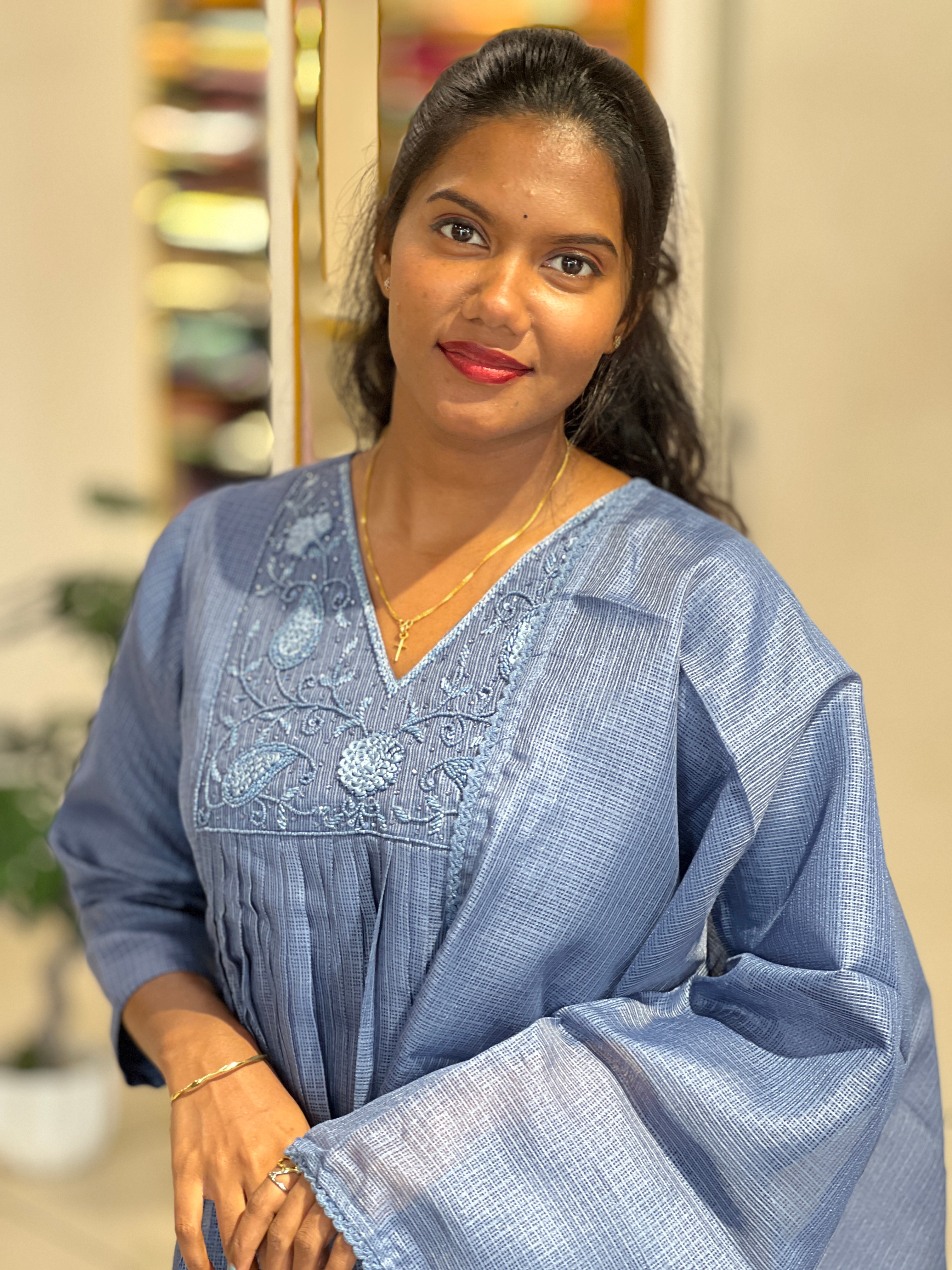 Handwork Detailed Silky Kota Kurta Set | SLM180