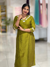 Machine Embroidery Semi Silk Kurta | TAL113