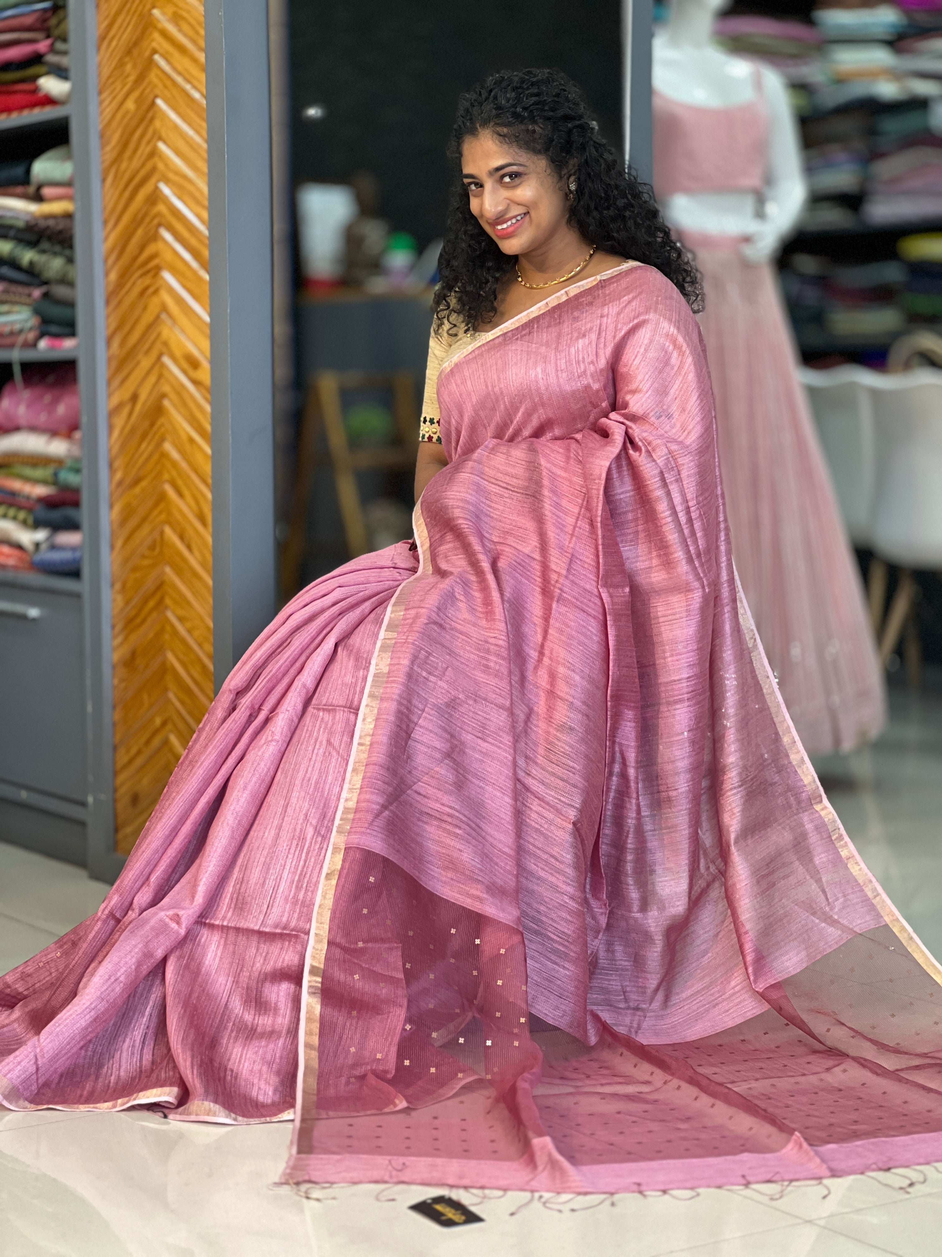 Tissue Weaving Pallu Matka Tussar Saree | RGD214