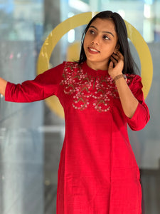 Machine Embroidery Cotton Blended Kurta | TAL114