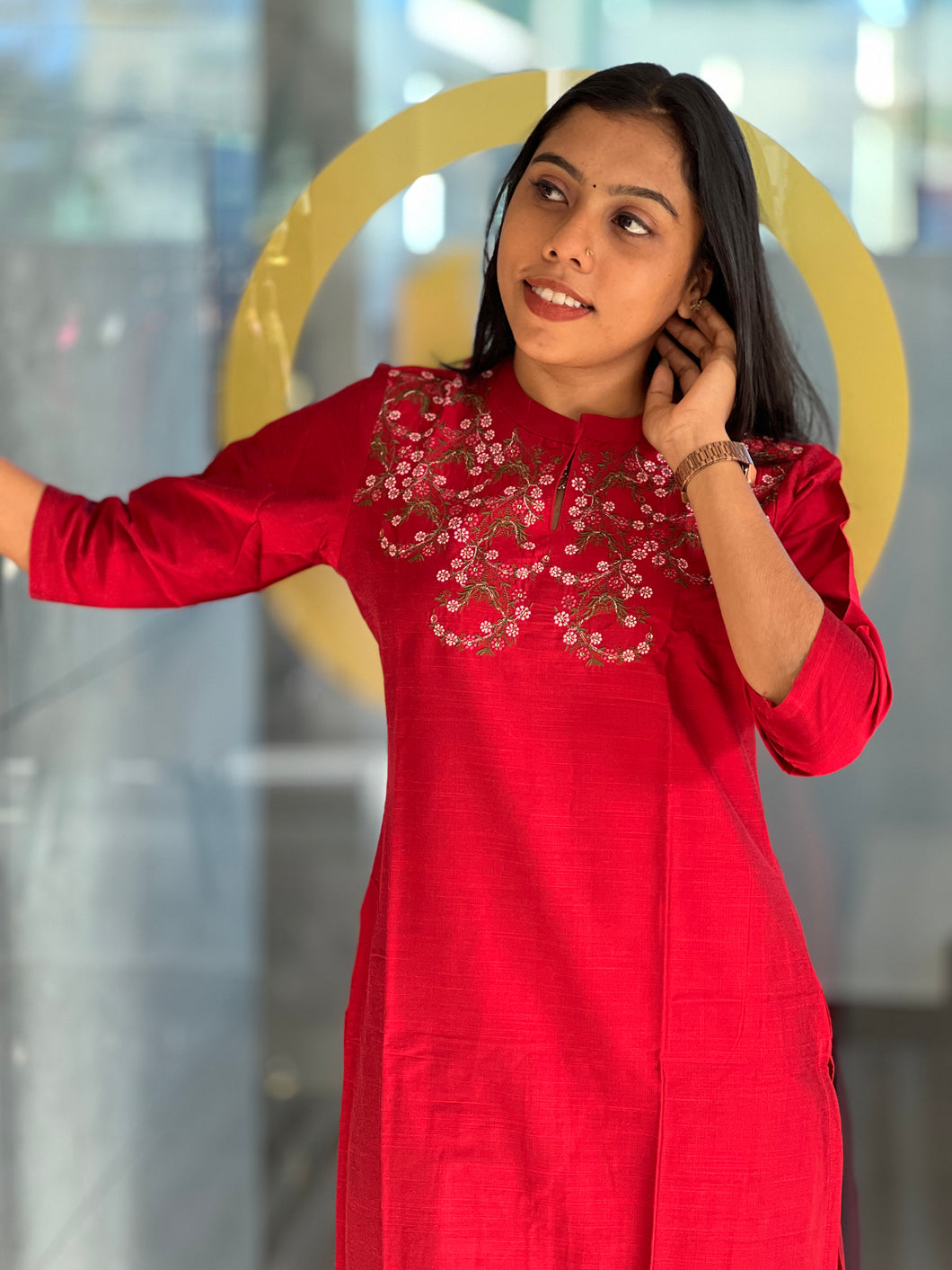 Machine Embroidery Cotton Blended Kurta | TAL114