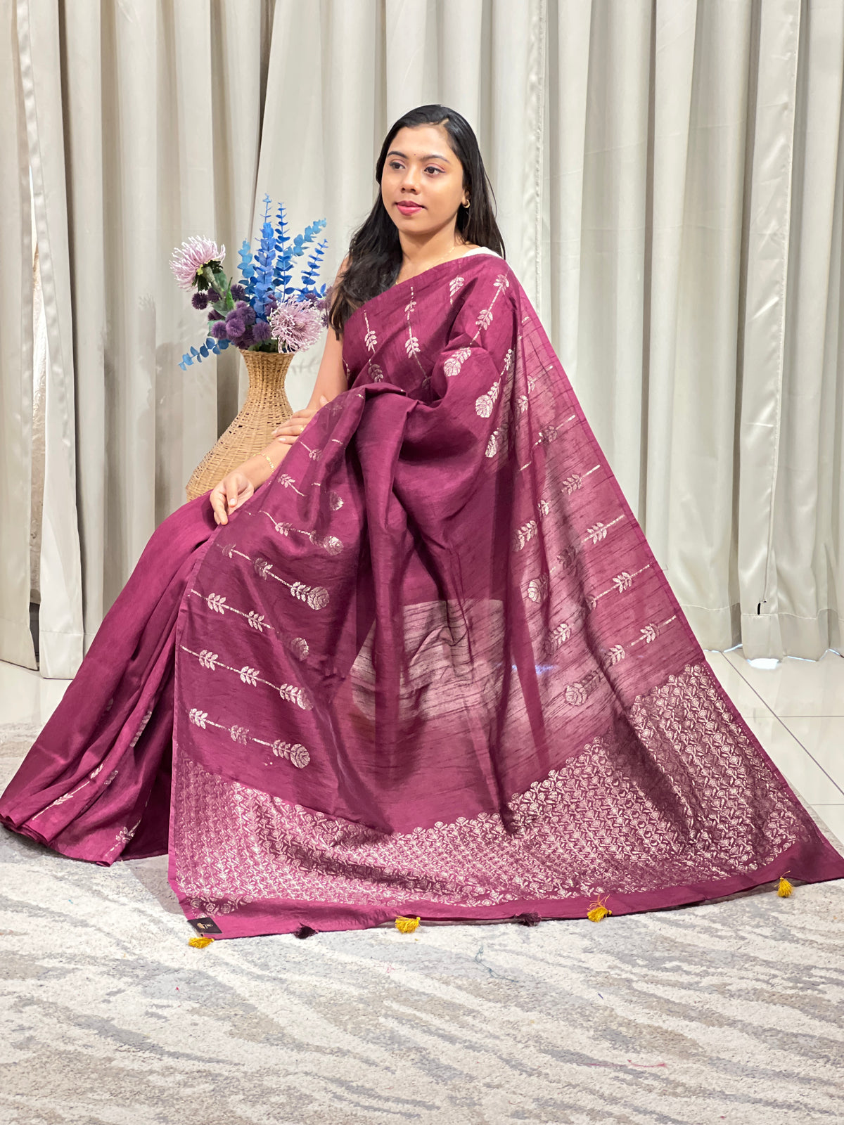 Banarasi Weaved Pattern Tussar Finish Saree | YNG1714