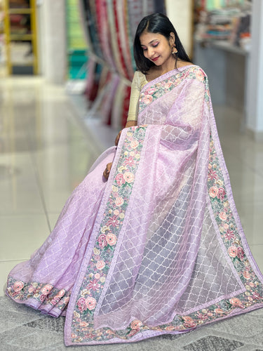 Floral Embroidered Organza Saree | SBS172