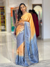 Tissue finish shaded colour combination tussar saree | HS548