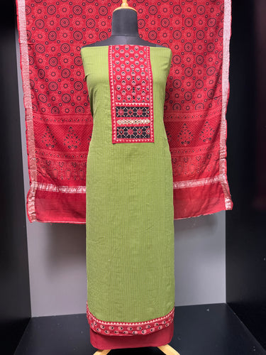 Kantha Weaving Patterned Cotton Salwar Set  | DE148