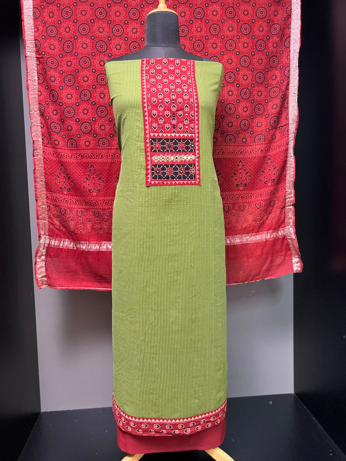 Kantha Weaving Patterned Cotton Salwar Set  | DE148