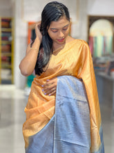Tissue finish shaded colour combination tussar saree | HS548