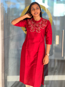 Machine Embroidery Cotton Blended Kurta | TAL114