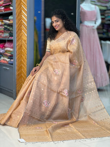 Aari Embroidery With Sequence Weaving Matka Tussar Saree | RGD209