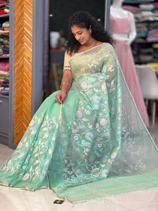 Floral Embroidery Design Tussar Organza Saree | RGD203