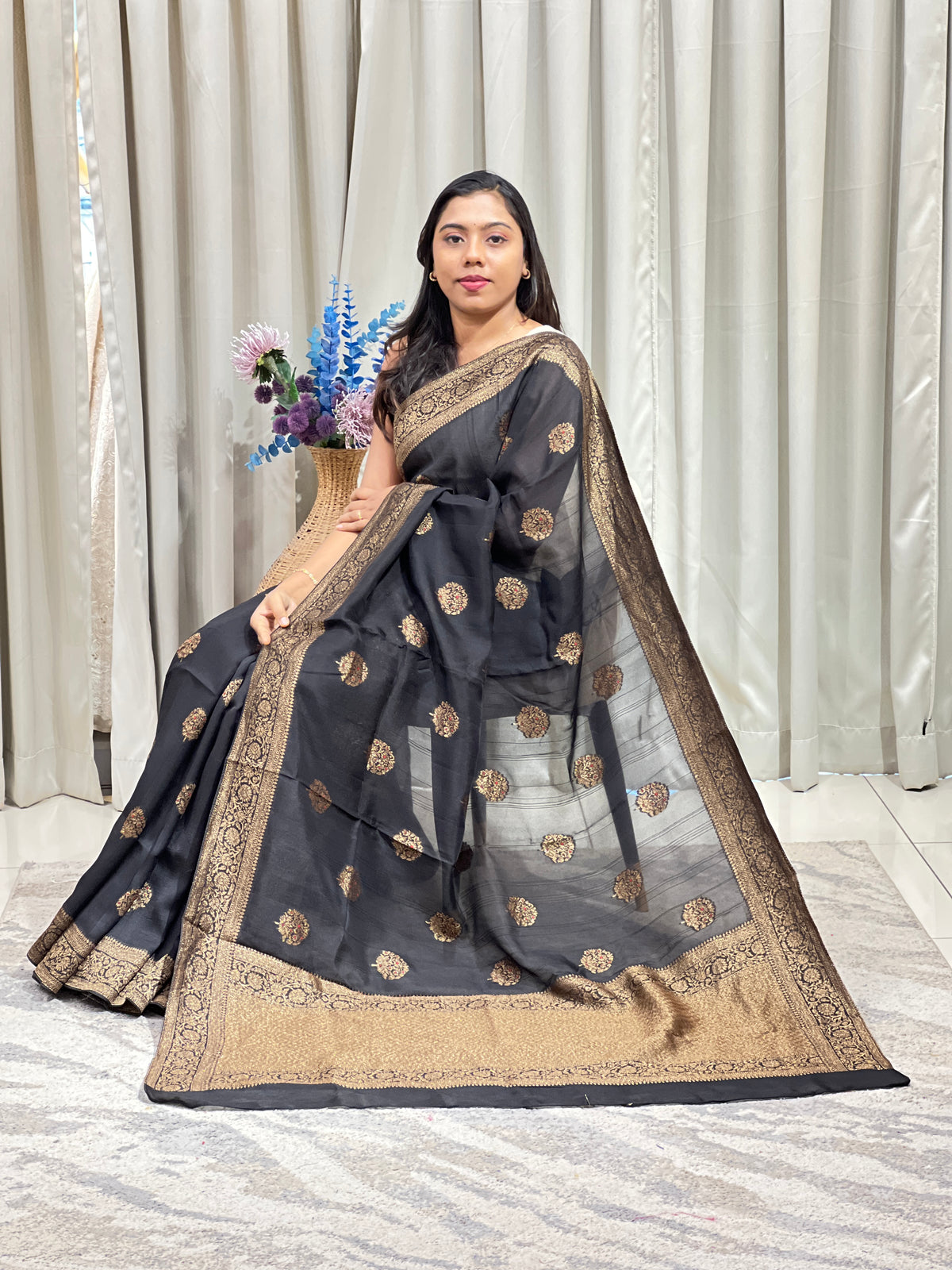 Meenakari Buta Raw Silk Finish Banarasi Saree | YNG1765