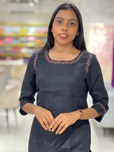 Machine Embroidery Pure Irish Linen Kurta | TAL128