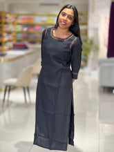 Machine Embroidery Pure Irish Linen Kurta | TAL128