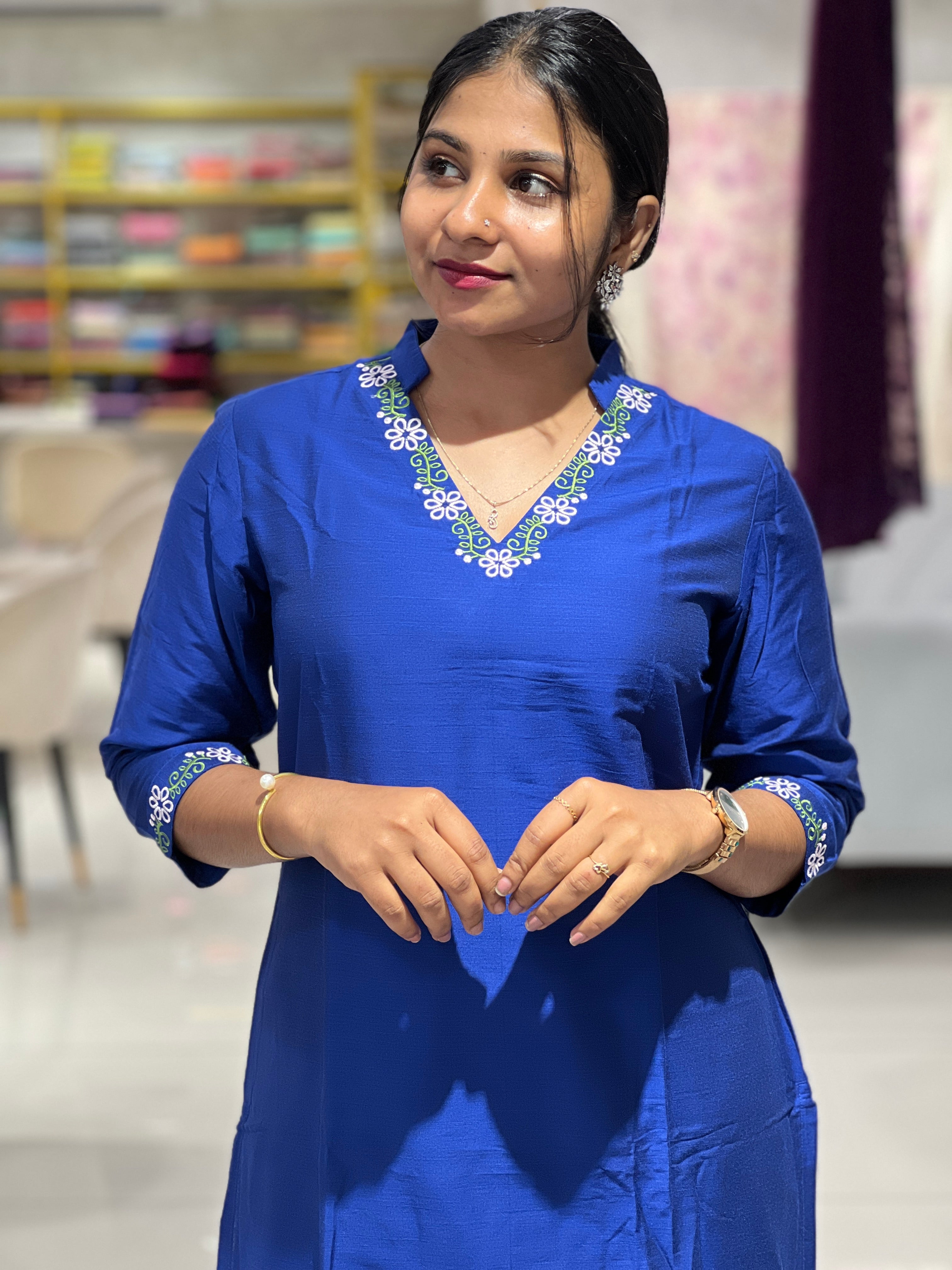 Machine Embroidery Semi Silk Kurta | TAL105