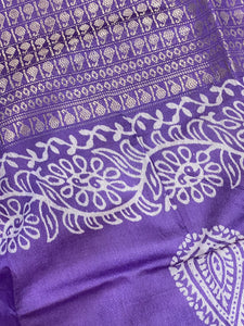 Block Printed Bhagalpuri Linen Saree | SK405