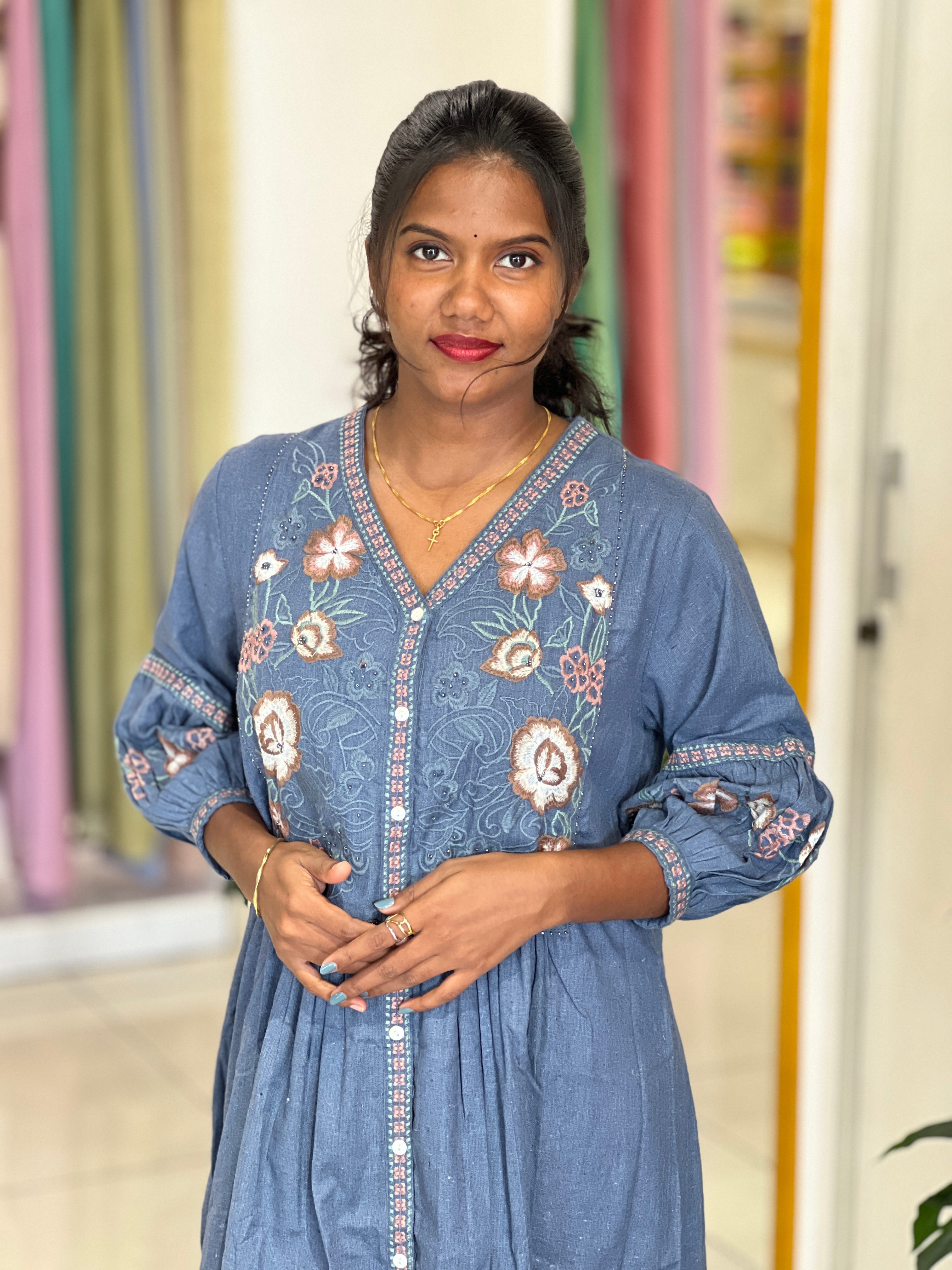 Embroidery Detailed Kora Cotton Kurta | AOR119
