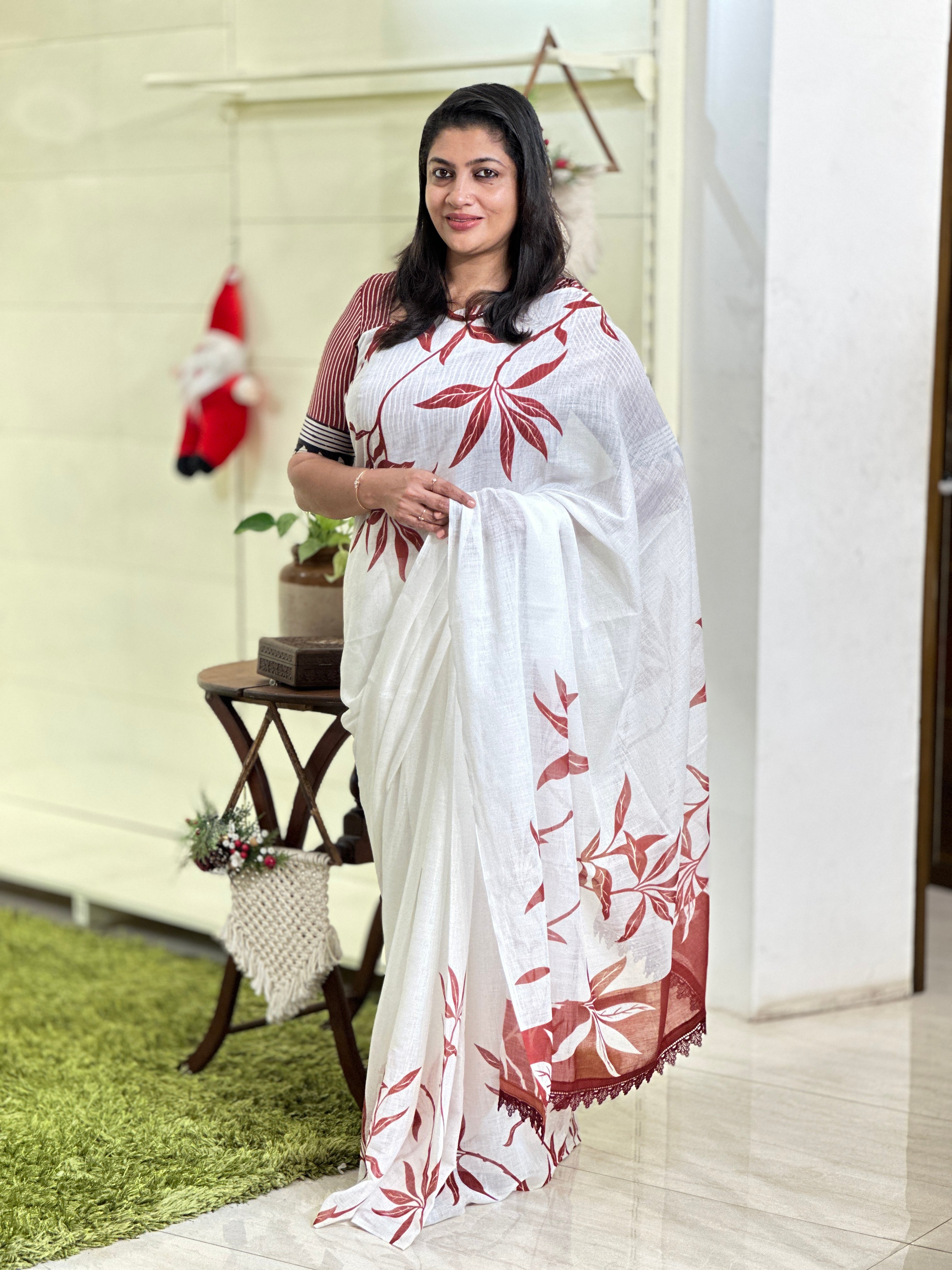 Digital Printed Bhagalpuri Linen Saree | HT292