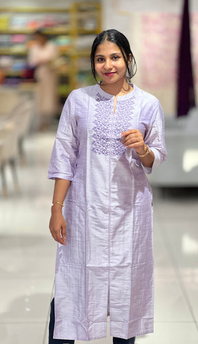 Machine Embroidery Semi Silk Kurta | TAL104