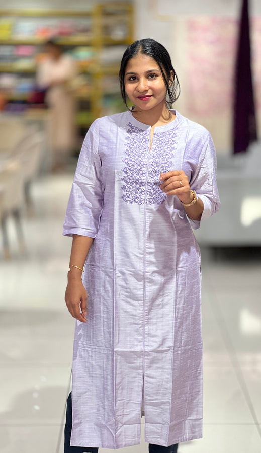 Machine Embroidery Semi Silk Kurta | TAL104