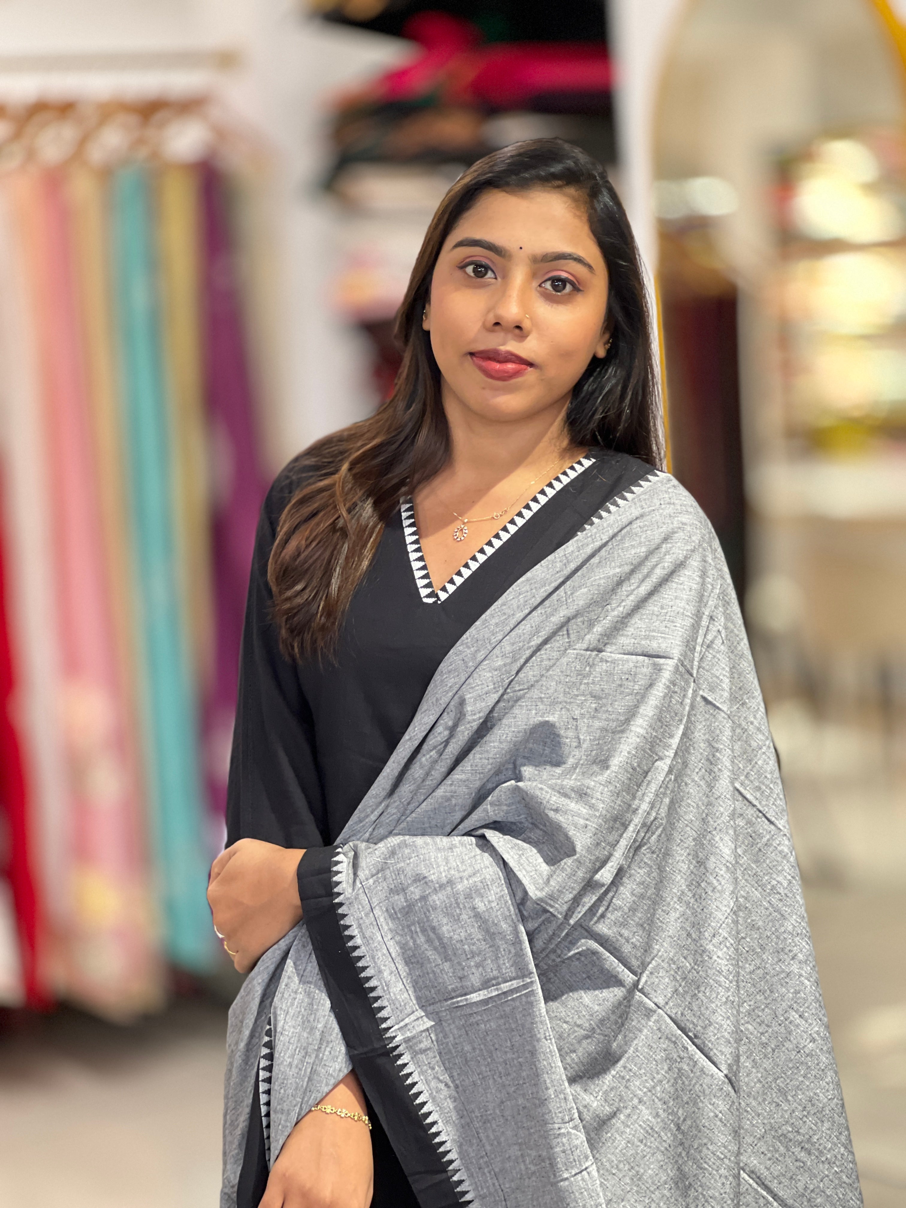 Temple Pattern Embroidered Cotton Kurta Set (Without Bottom) | SV300