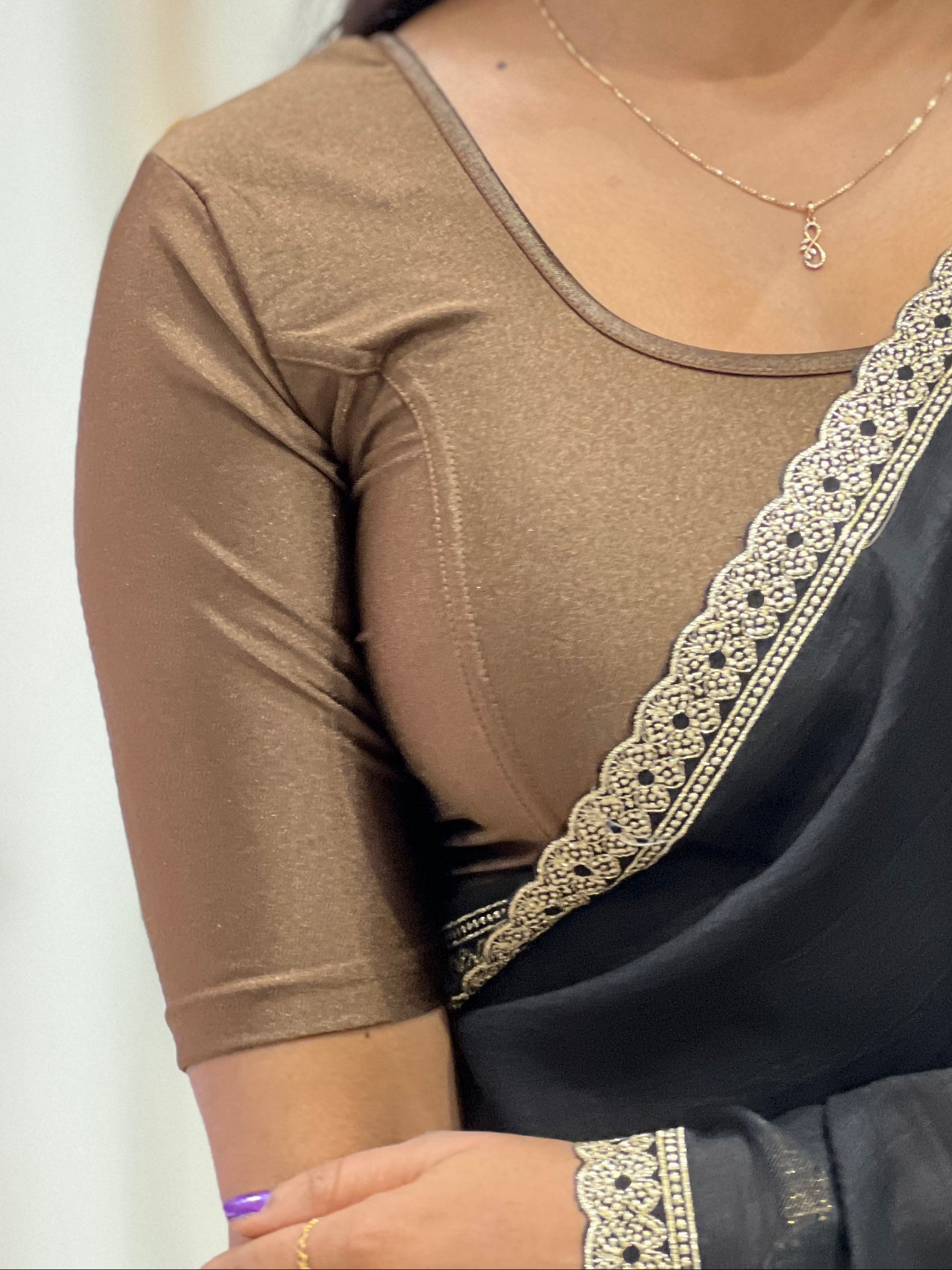 Stretchable Solid Patterned Banyan Stitched Blouse | ALA129