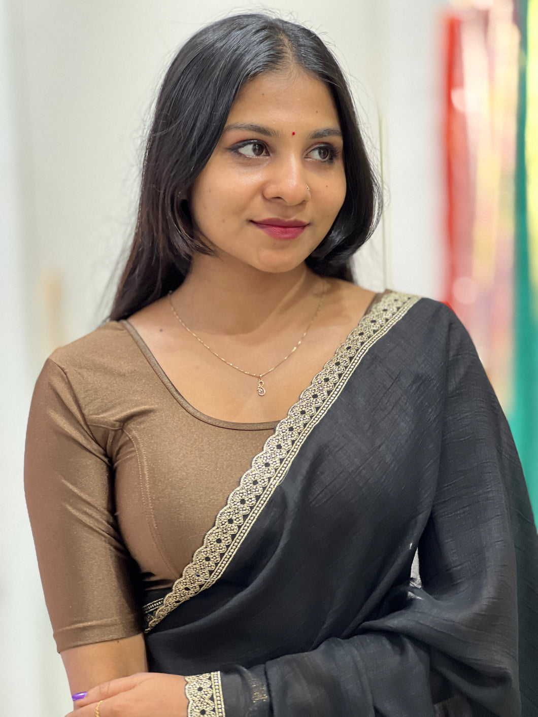 Stretchable Solid Patterned Banyan Stitched Blouse | ALA129