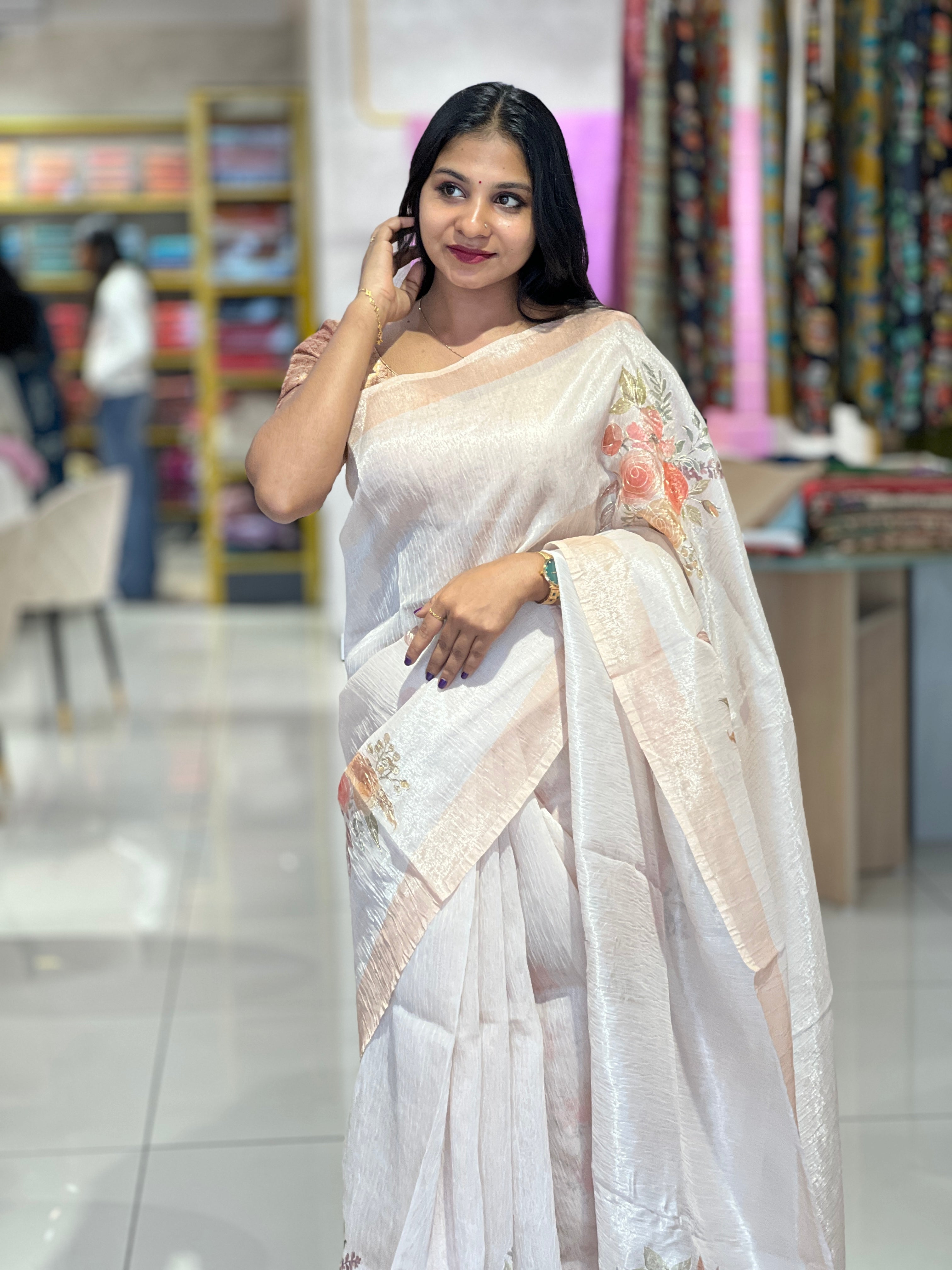 Digital Printed Pattern Tissue Organza Saree | BLD1112