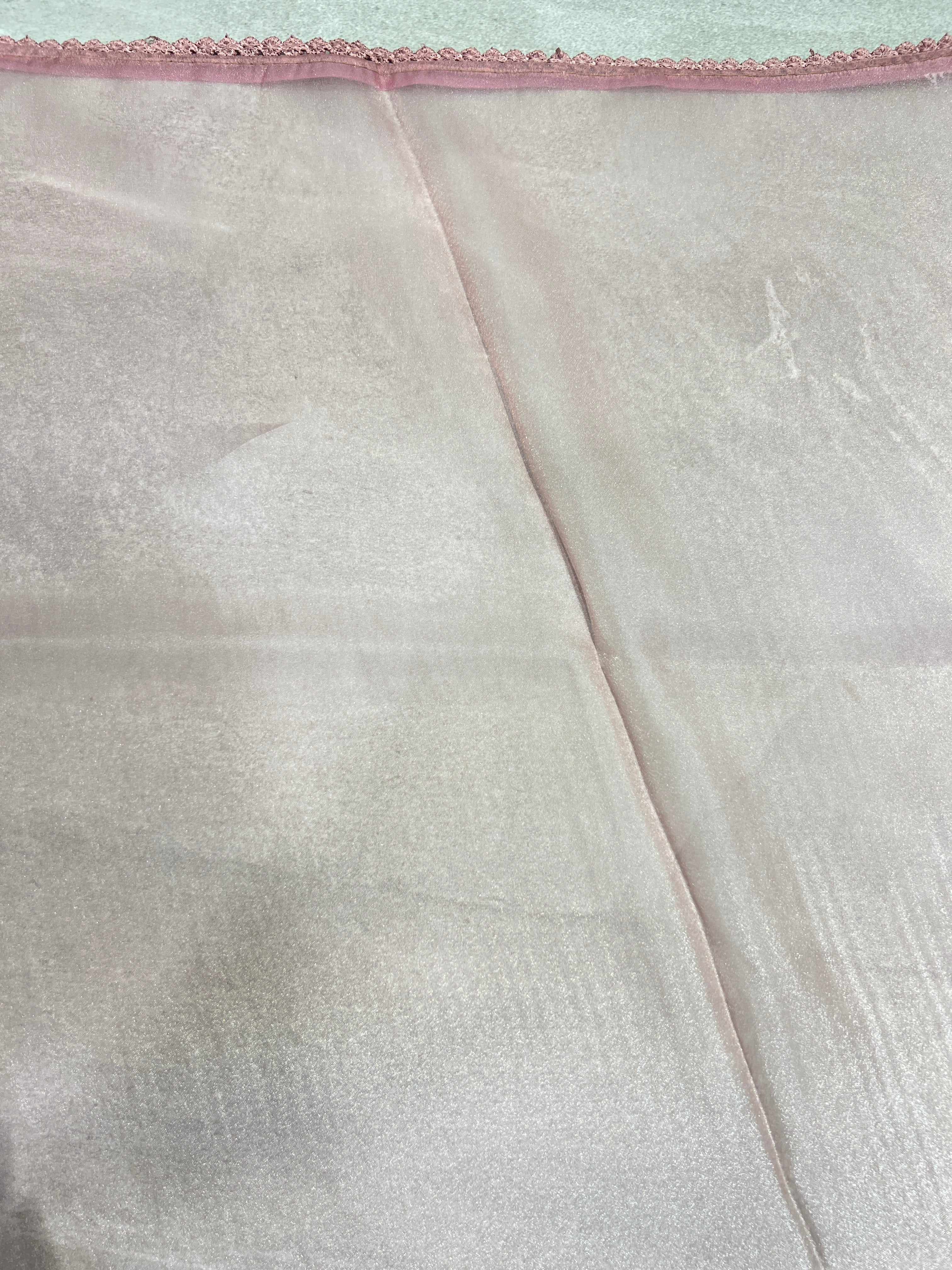 Floral Cross Stitch Embroidered Shimmer Organza Saree | BLD1492