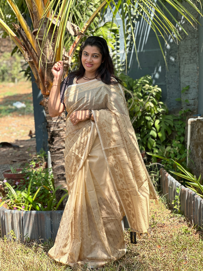 Golden Beige Color Supernet Kota Saree | BLD199