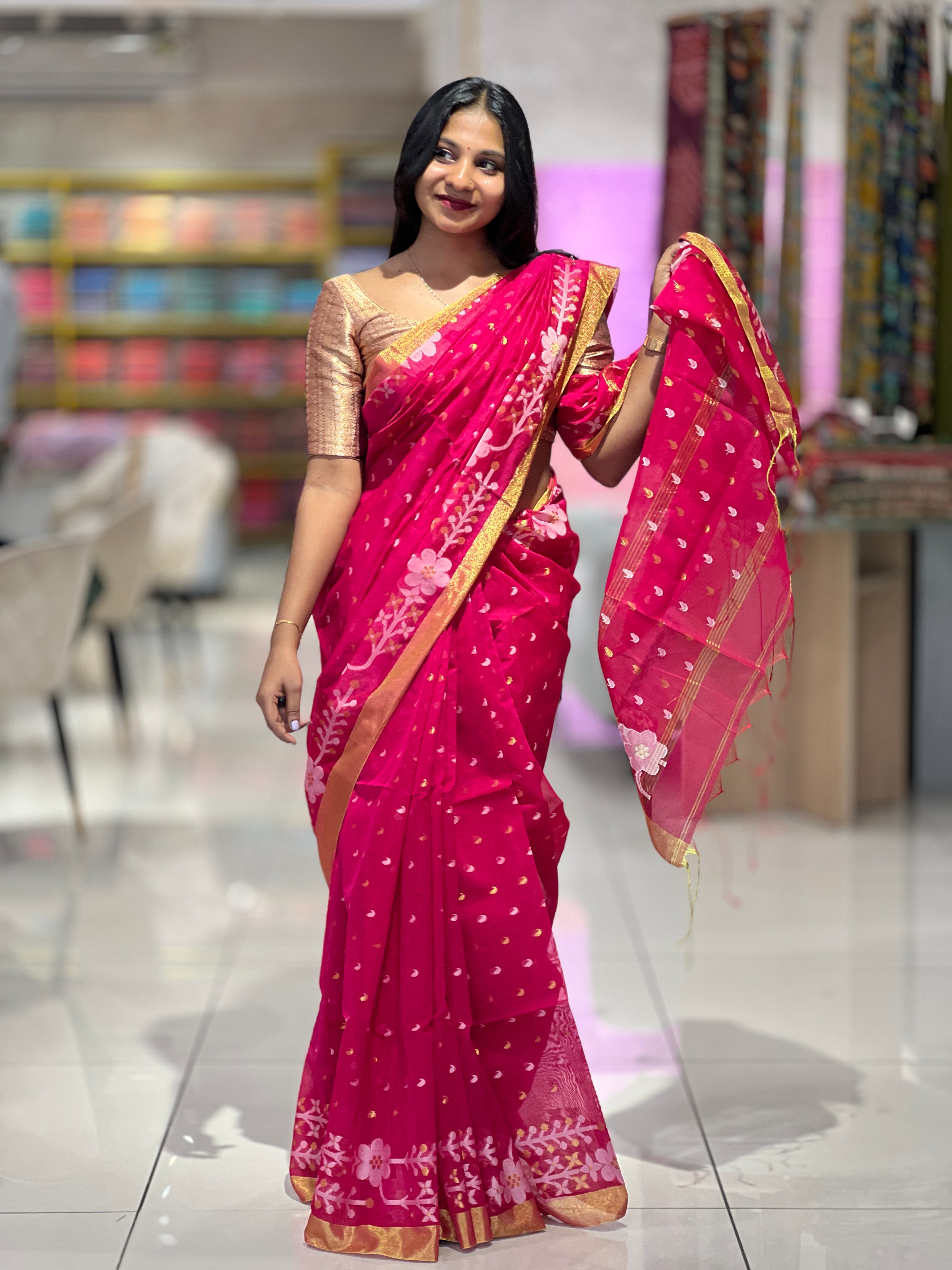 Traditional Jamdani Weaving Cotton Saree | RP741