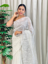 White Threads Machine Embroidery Detailed Kota Saree | MR161