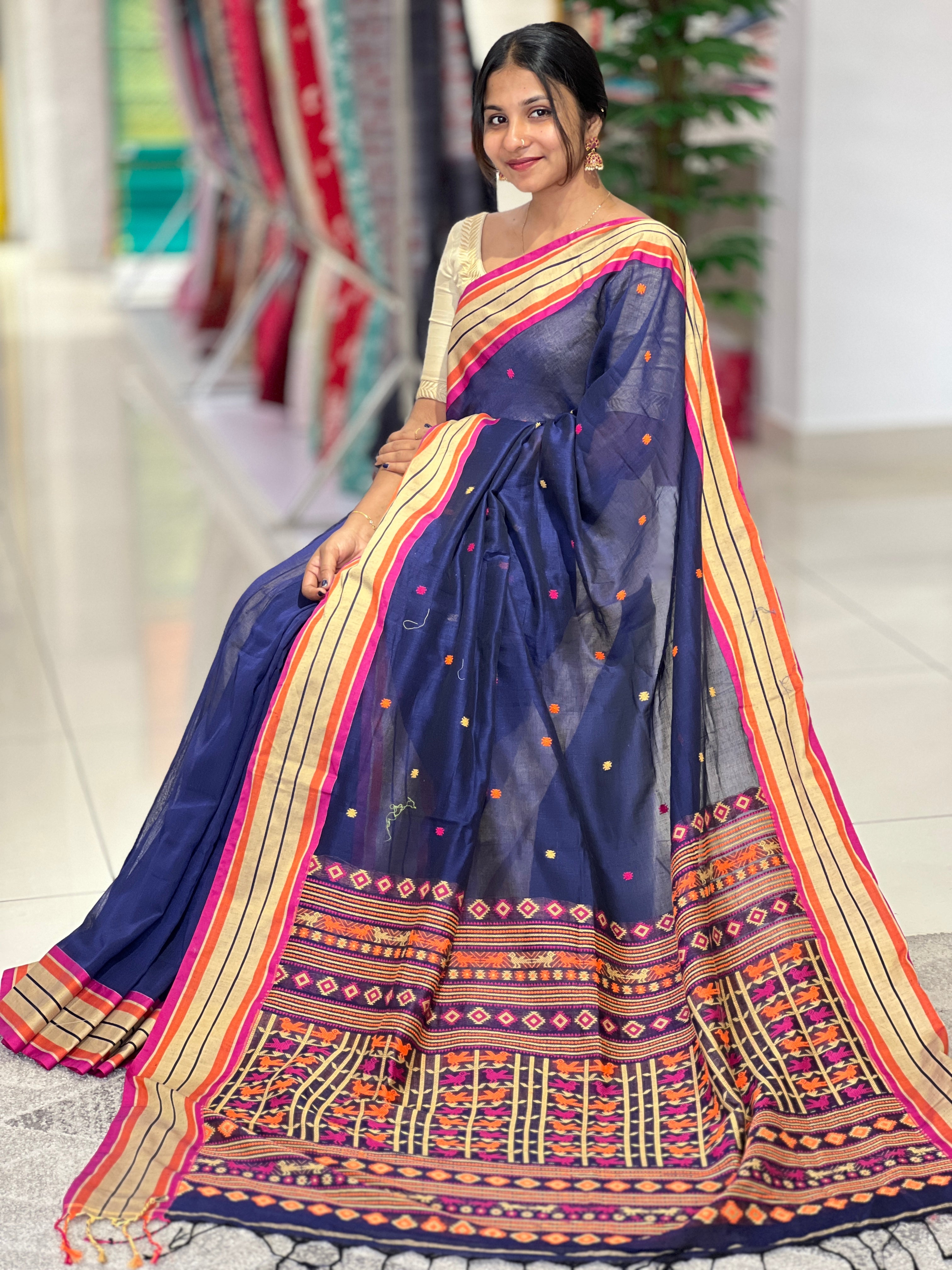 Thread Woven Balussery Cotton Saree | AB236