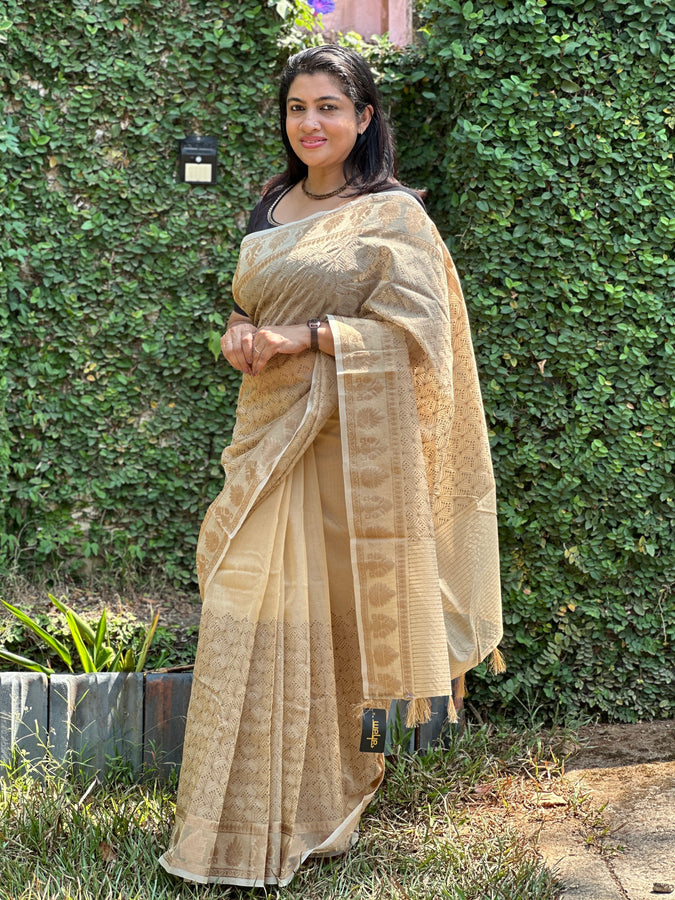 Golden Beige Color Supernet Kota Saree | BLD198