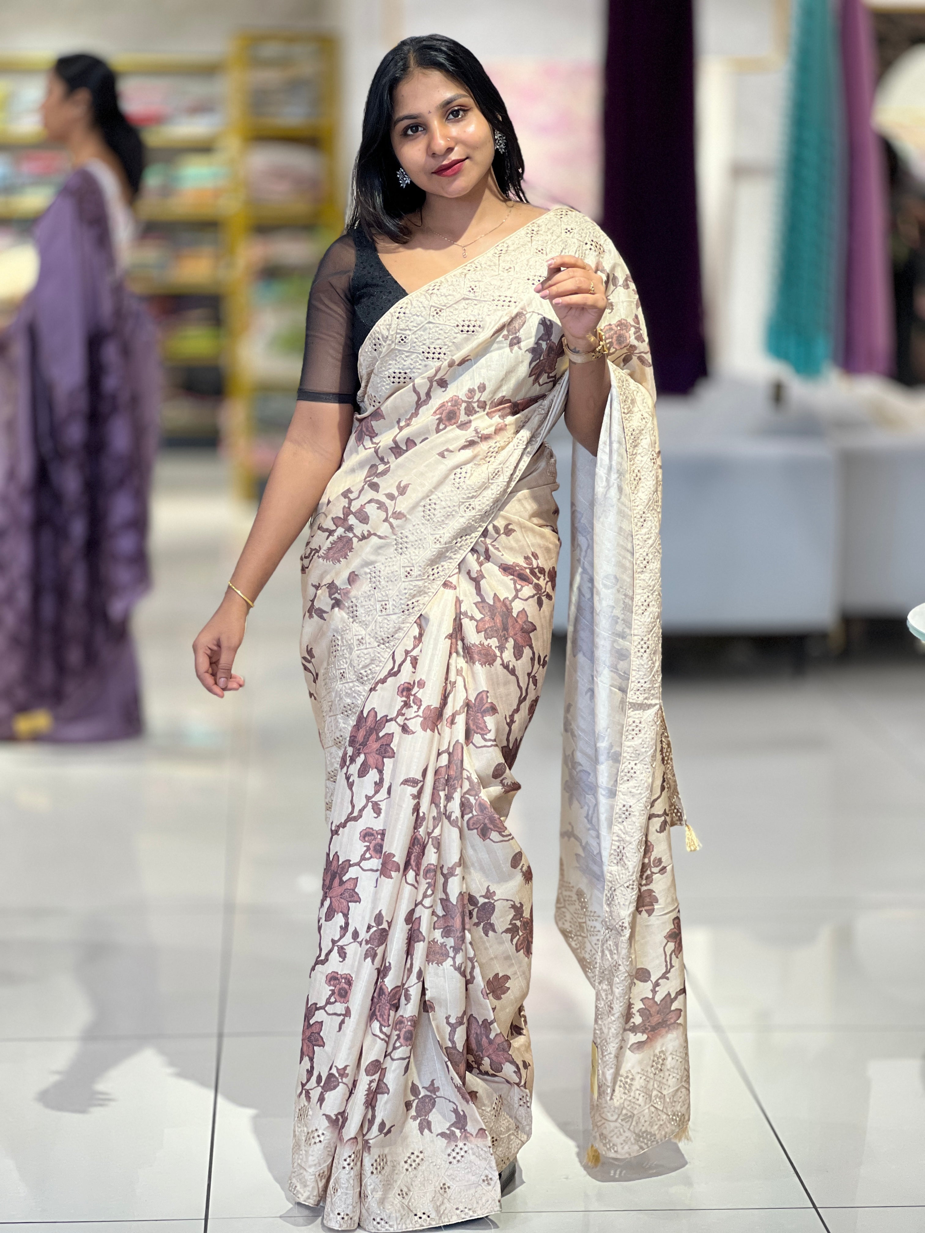 Digital Printed Semi Tussar Saree | RP761