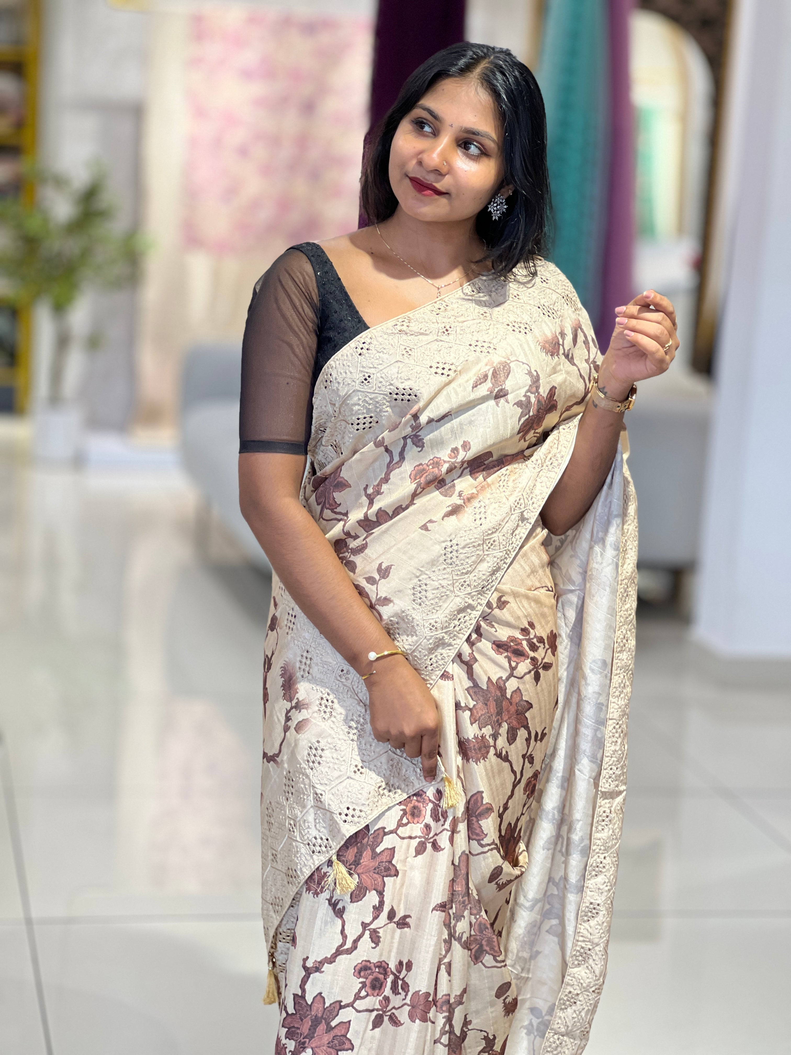 Digital Printed Semi Tussar Saree | RP761