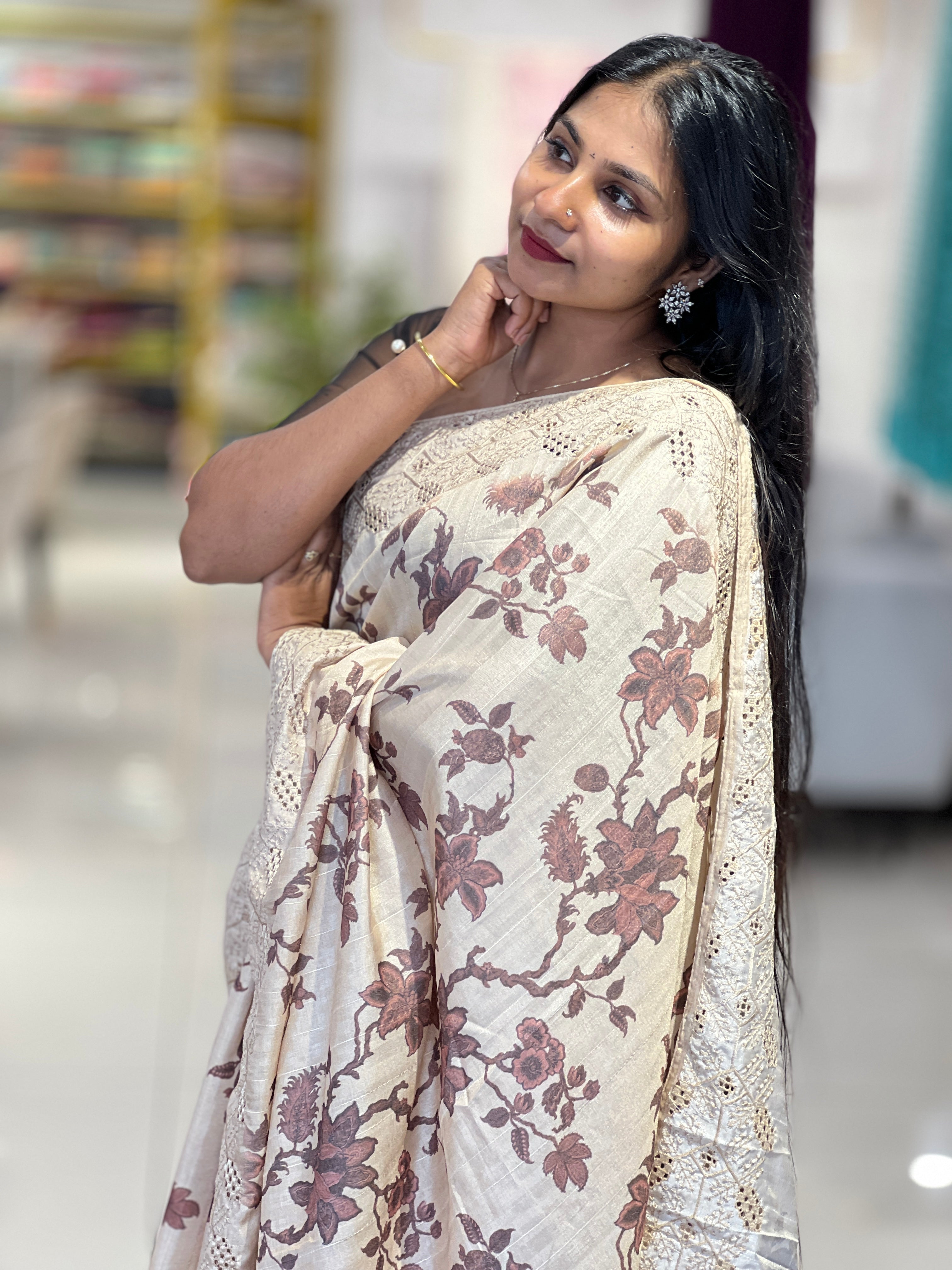 Digital Printed Semi Tussar Saree | RP761