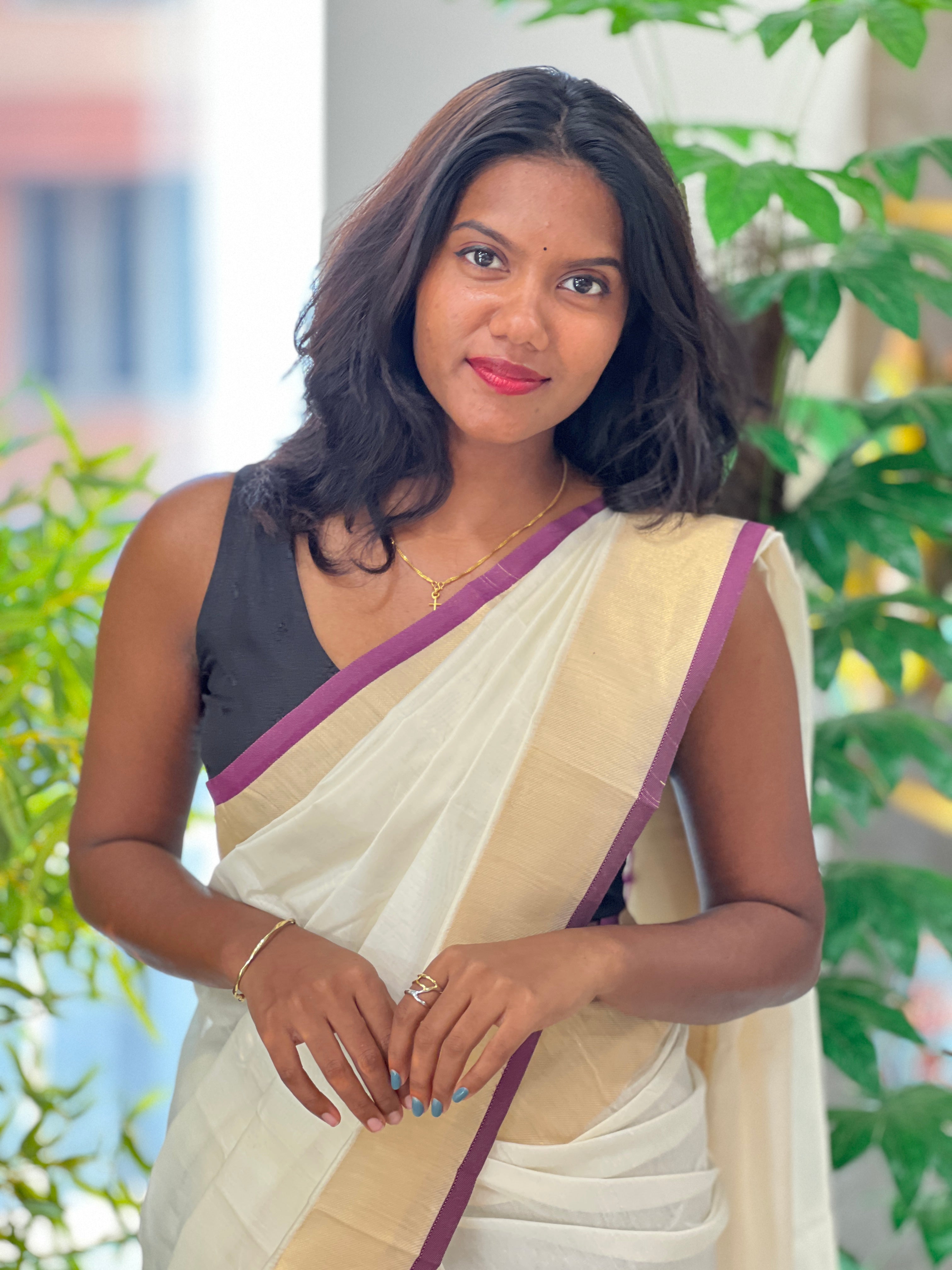Kasavu With Kara Border Detailed  Kerala Cotton Saree | HT257