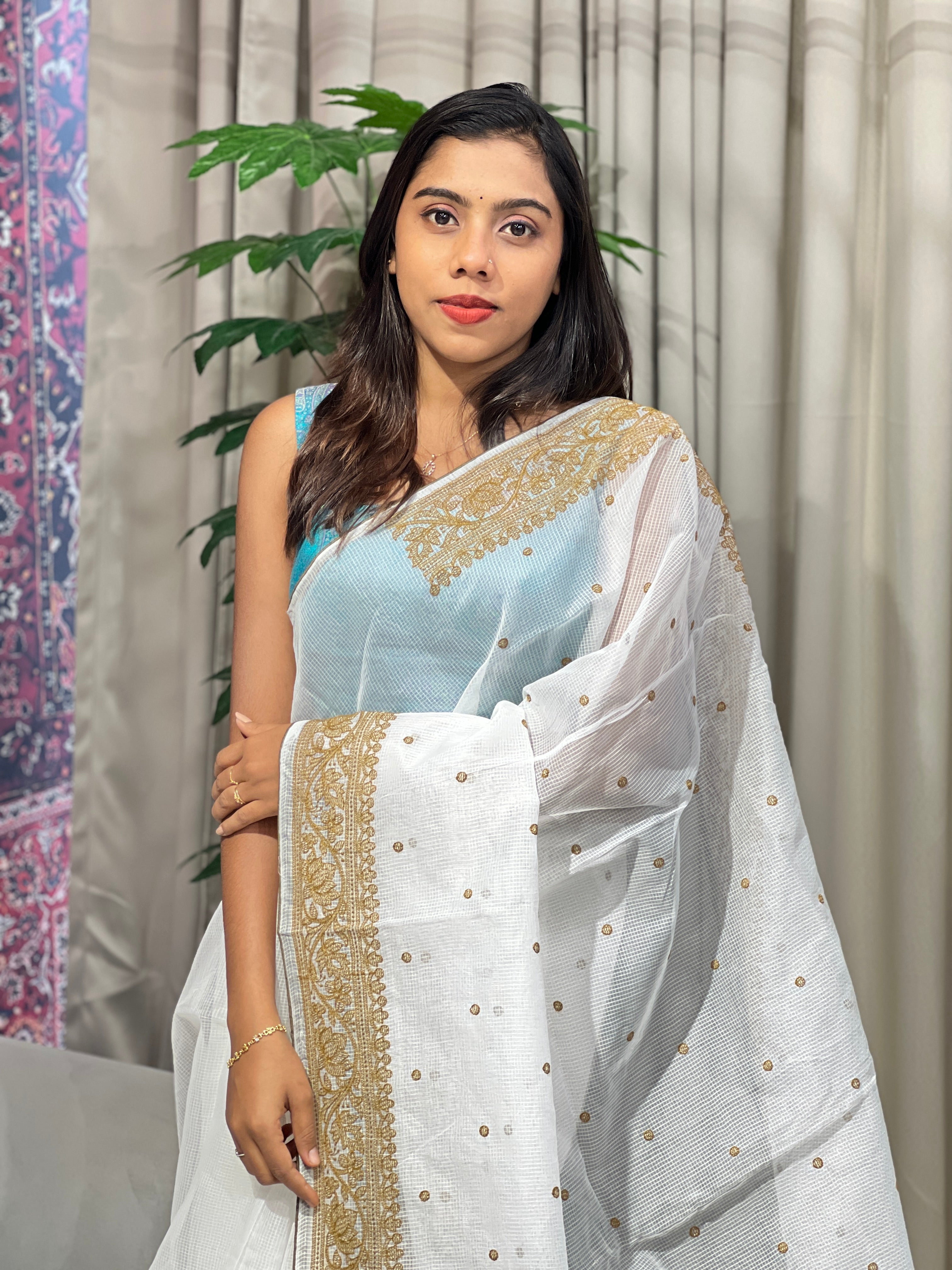 Lucknowi Inspired Embroidery Detailed Kota Saree | BLD1484