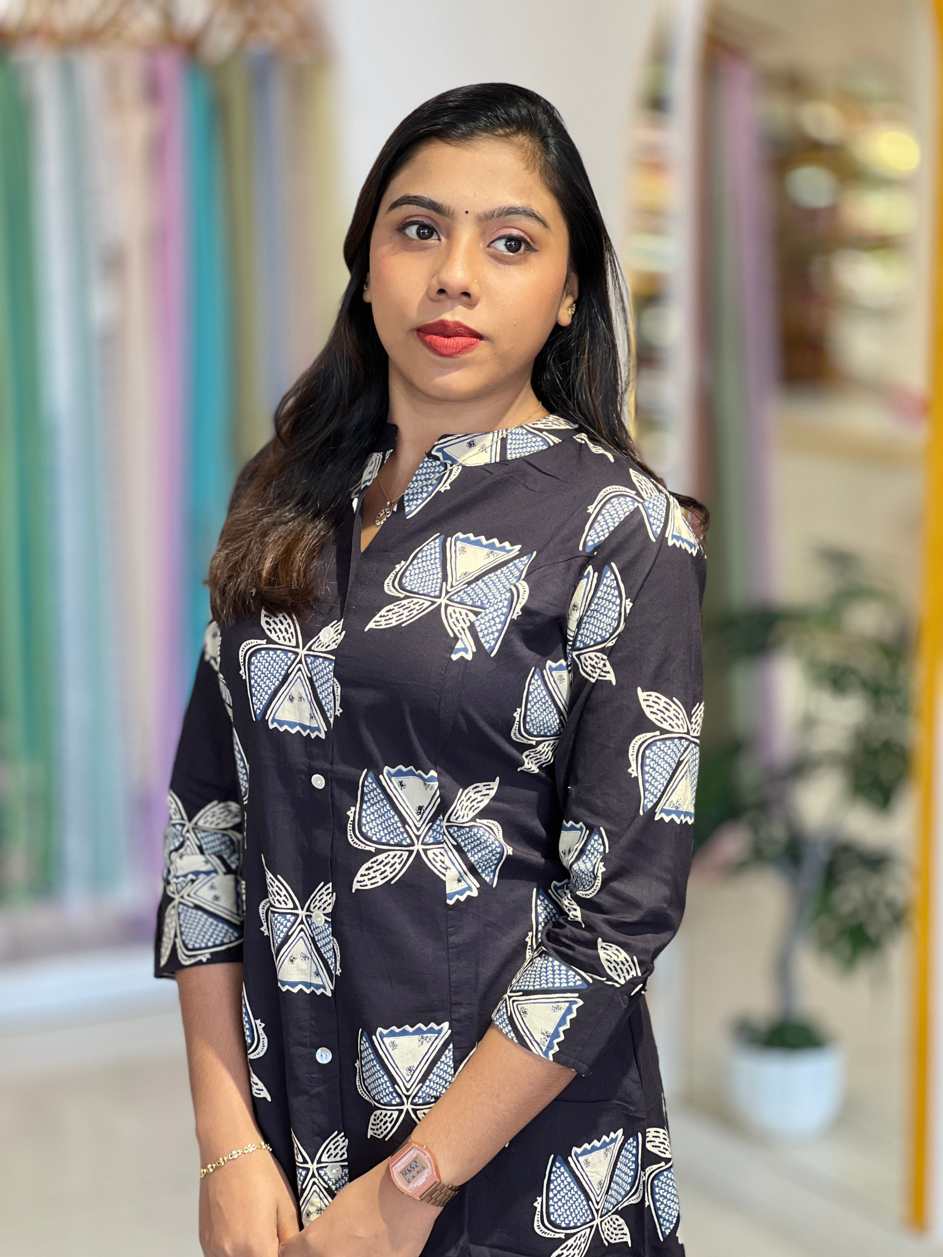 Floral Printed Cotton Kurta |OMF162