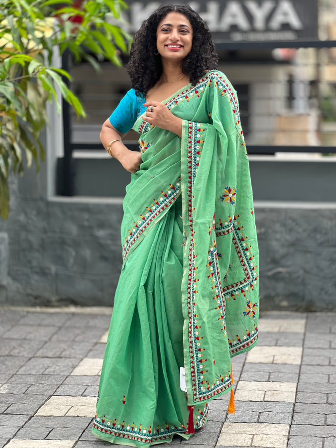 Hand Embroidery Chanderi Saree | RP523